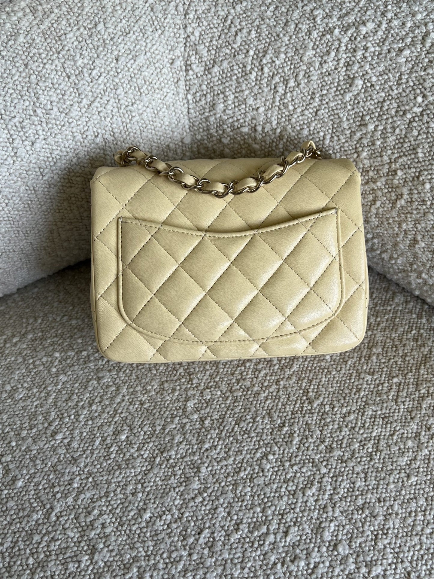 21C Mini Square Yellow Lambskin Quilted Single Flap LGHW