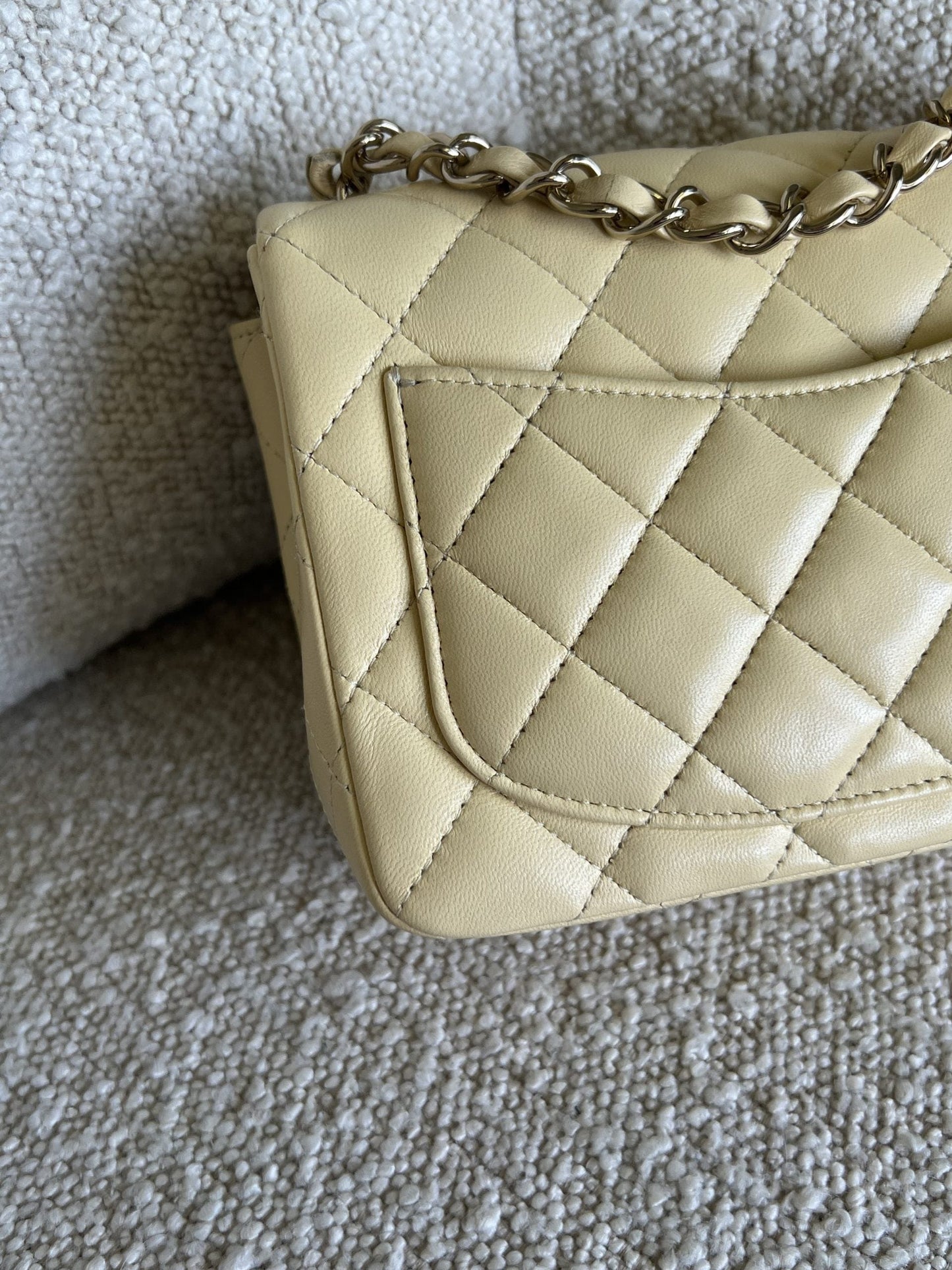 21C Mini Square Yellow Lambskin Quilted Single Flap LGHW