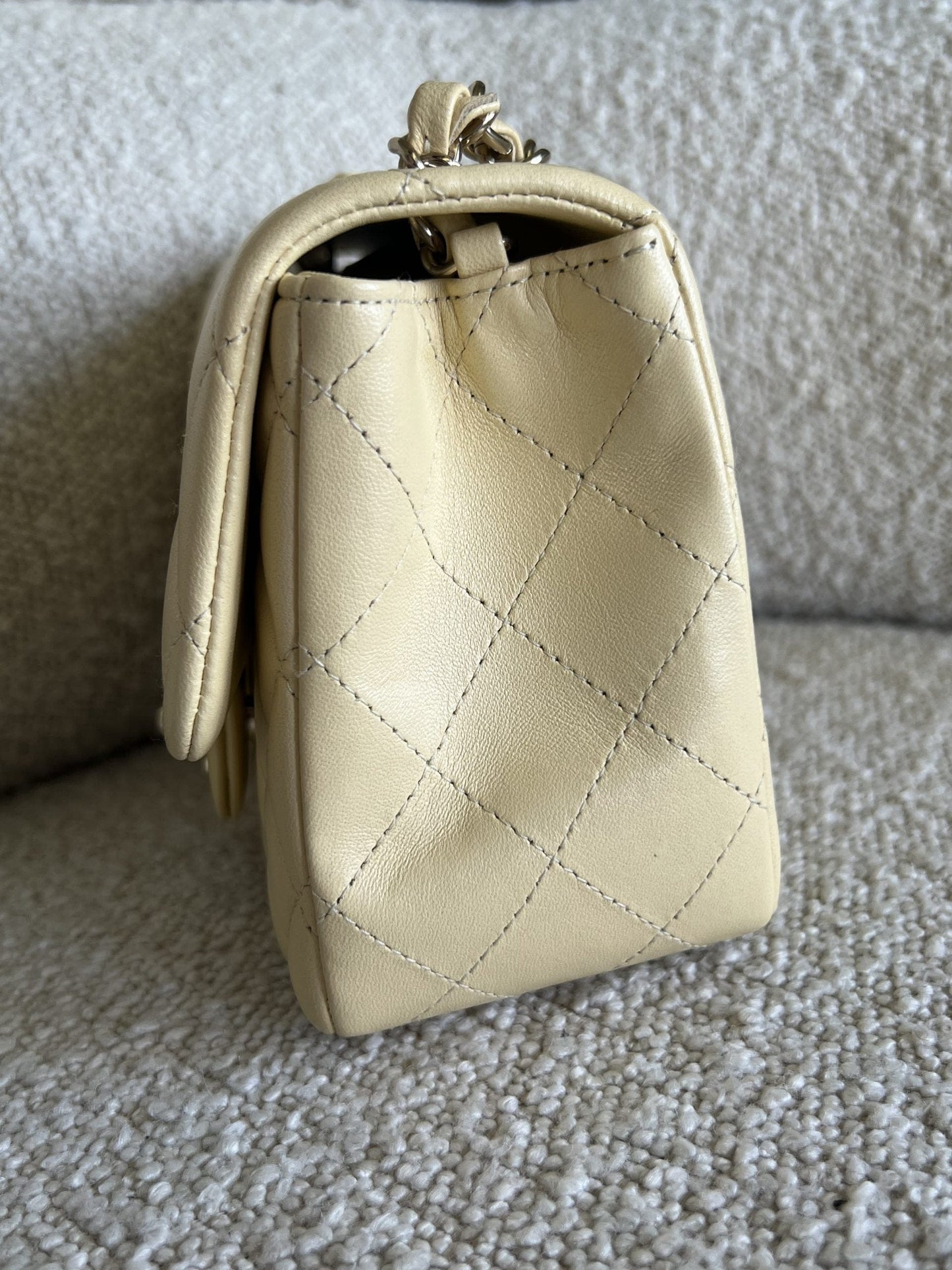 21C Mini Square Yellow Lambskin Quilted Single Flap LGHW