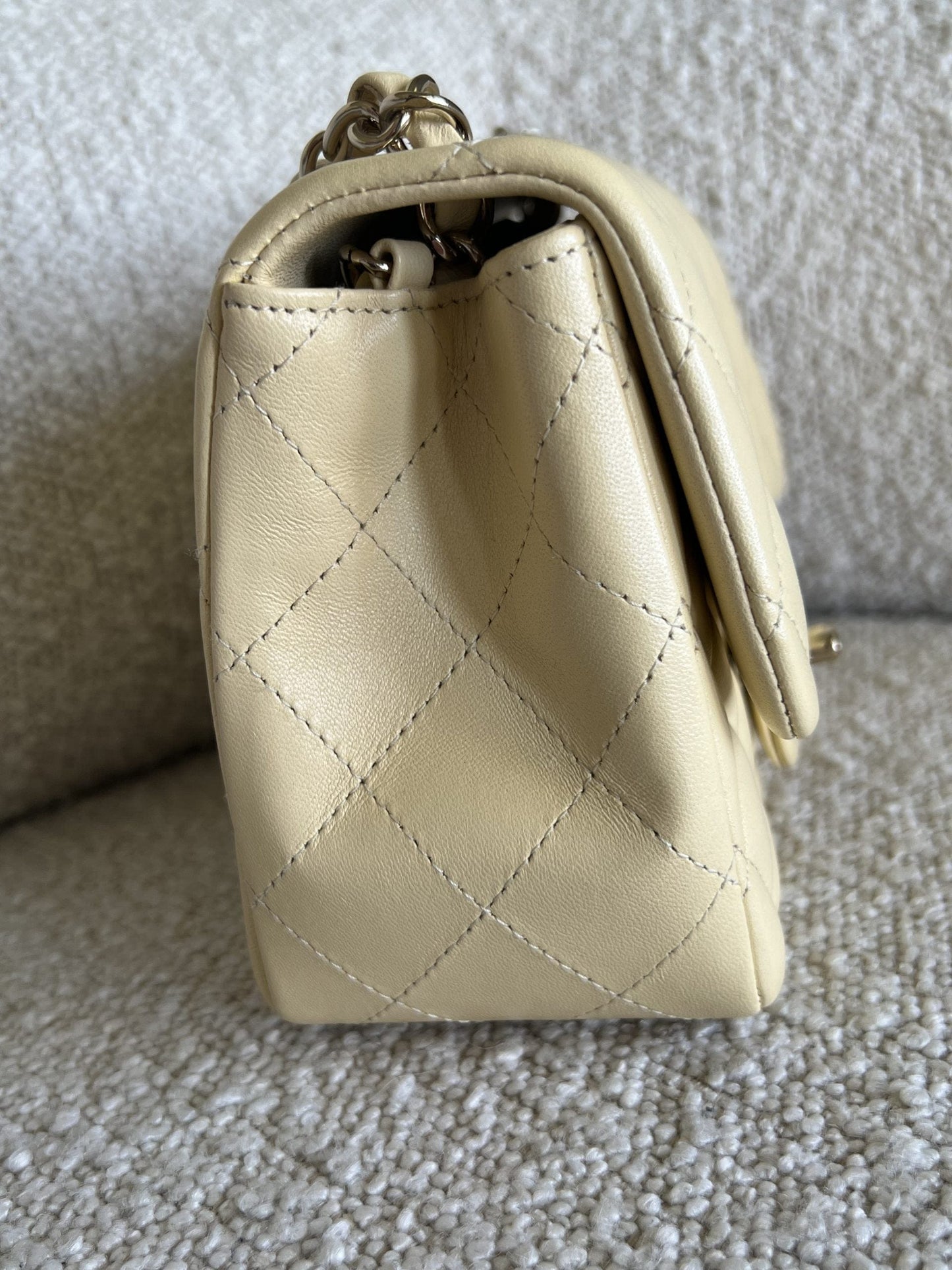 21C Mini Square Yellow Lambskin Quilted Single Flap LGHW