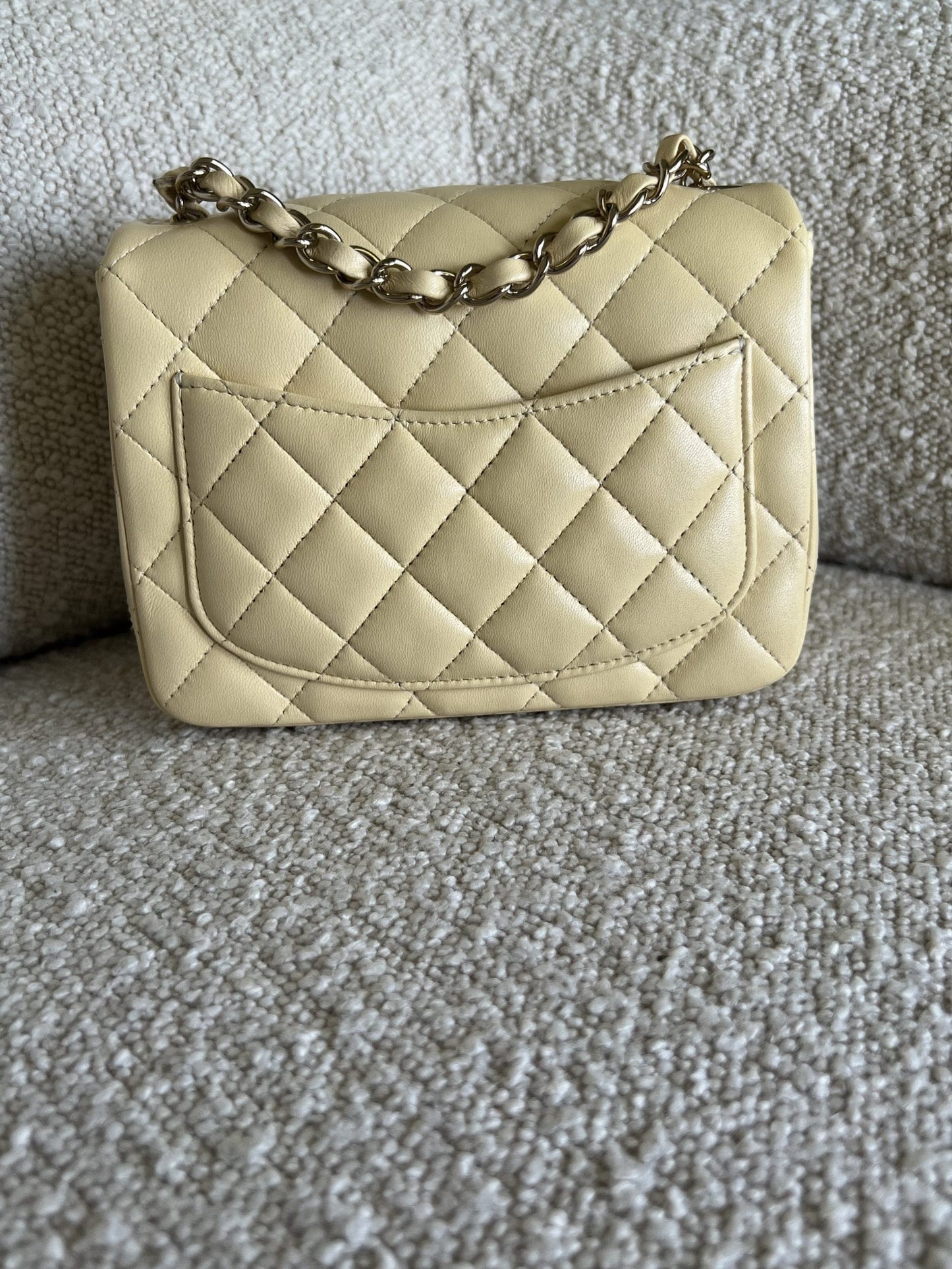 21C Mini Square Yellow Lambskin Quilted Single Flap LGHW