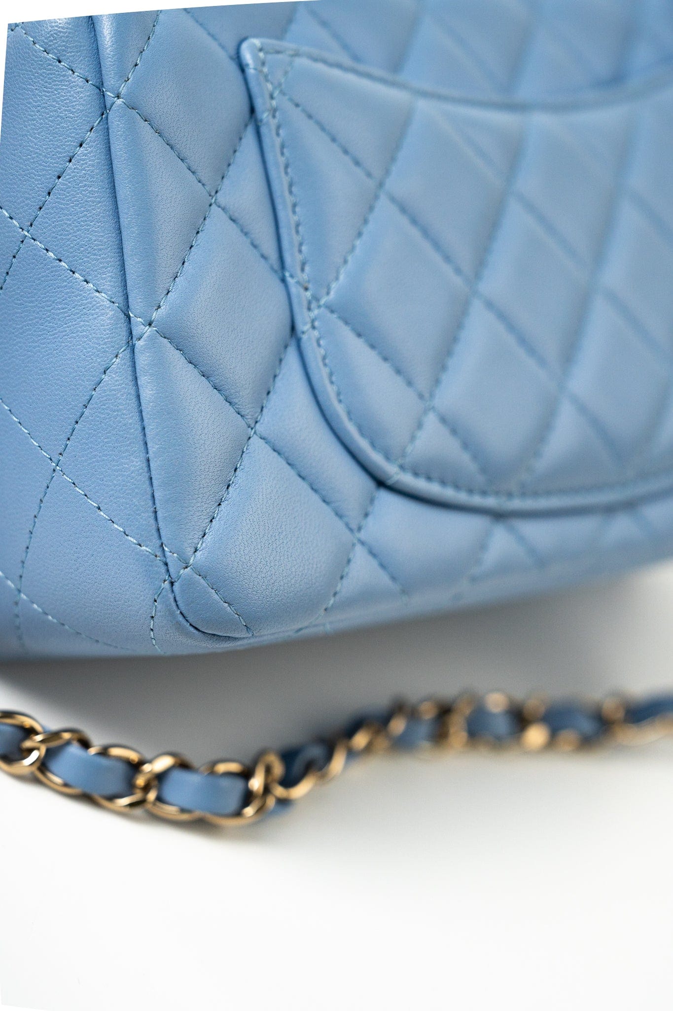 21C Sky Blue Lambskin Quilted Mini Rectangular Flap Light Gold Hardware