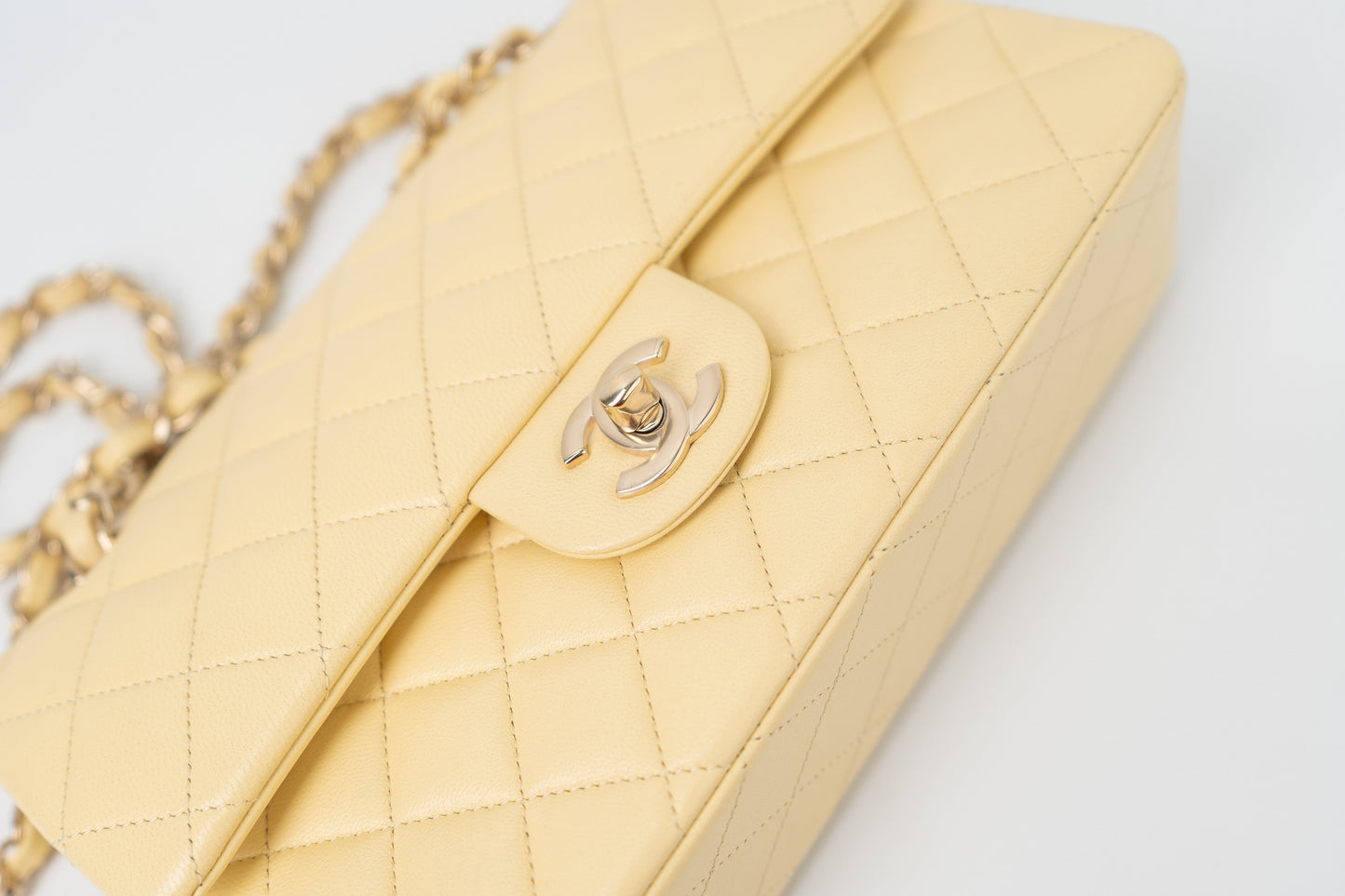 21C Yellow Lambskin Quilted Classic Flap Small Light Gold Hardware