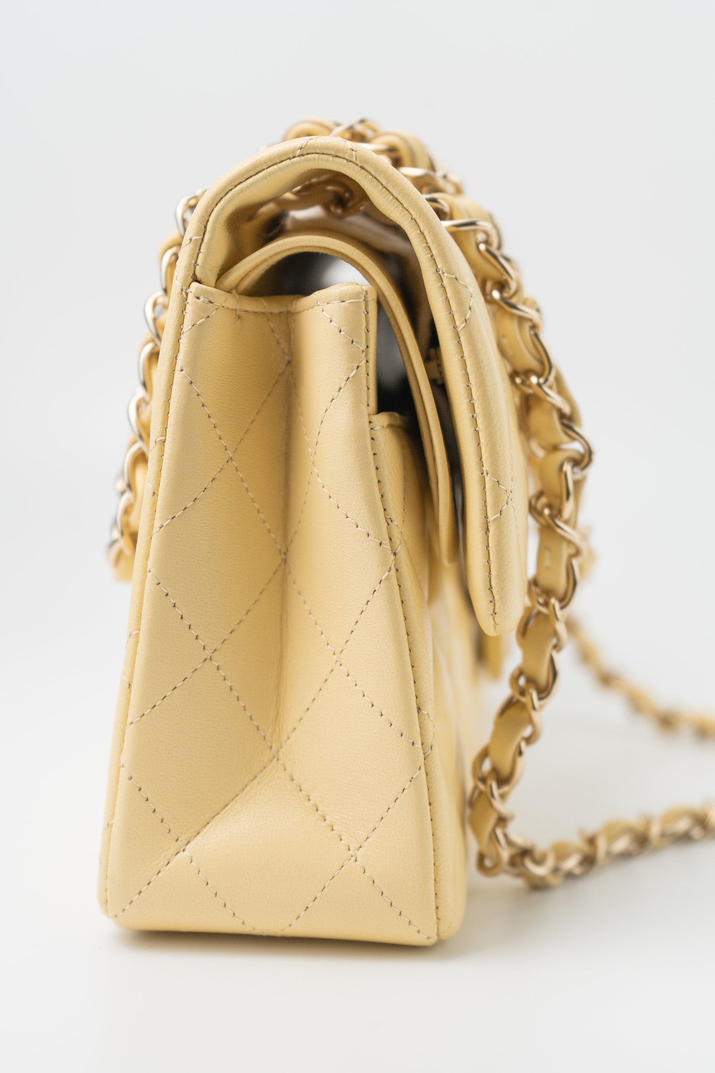 21C Yellow Lambskin Quilted Classic Flap Small Light Gold Hardware