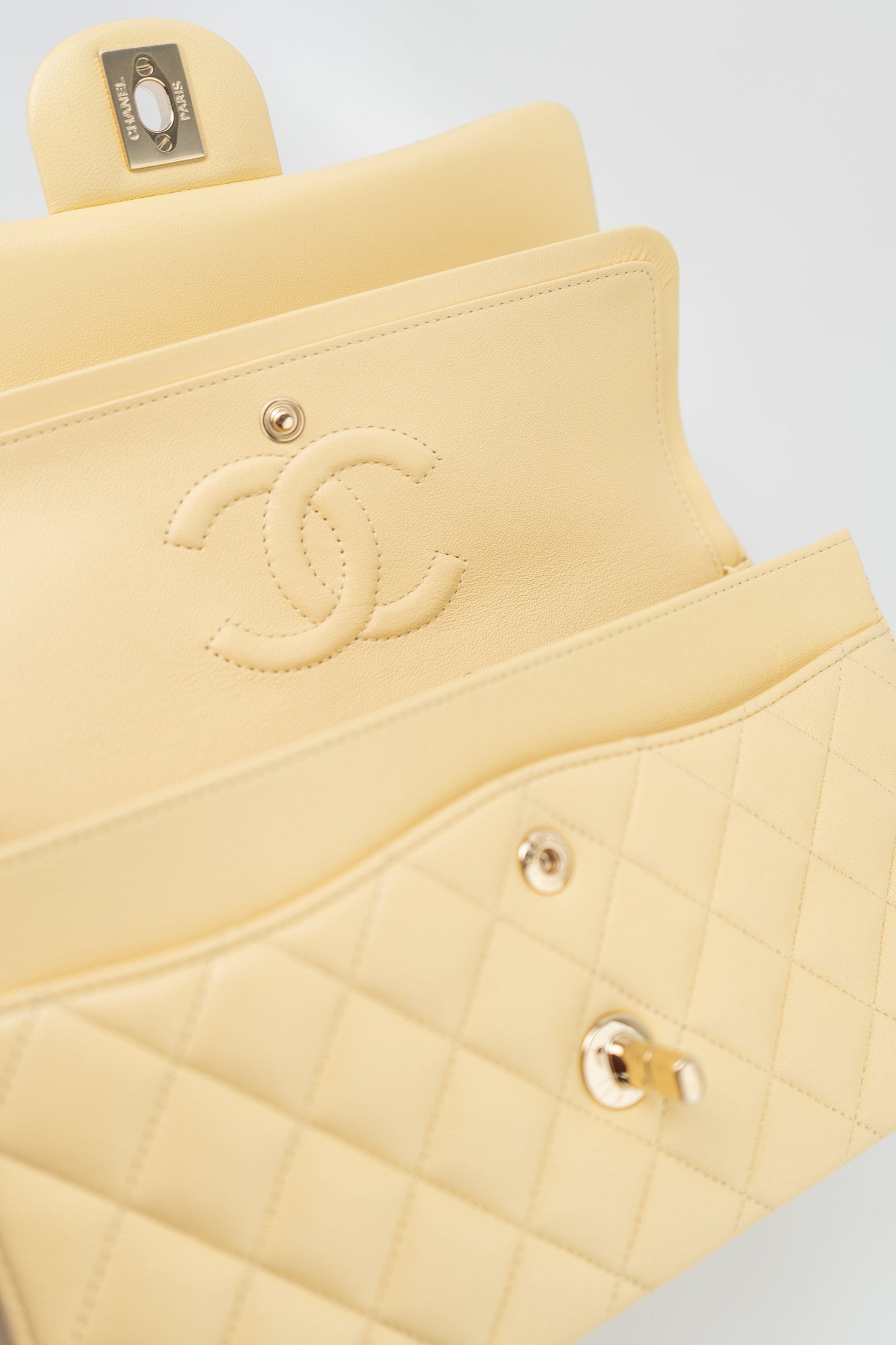 21C Yellow Lambskin Quilted Classic Flap Small Light Gold Hardware