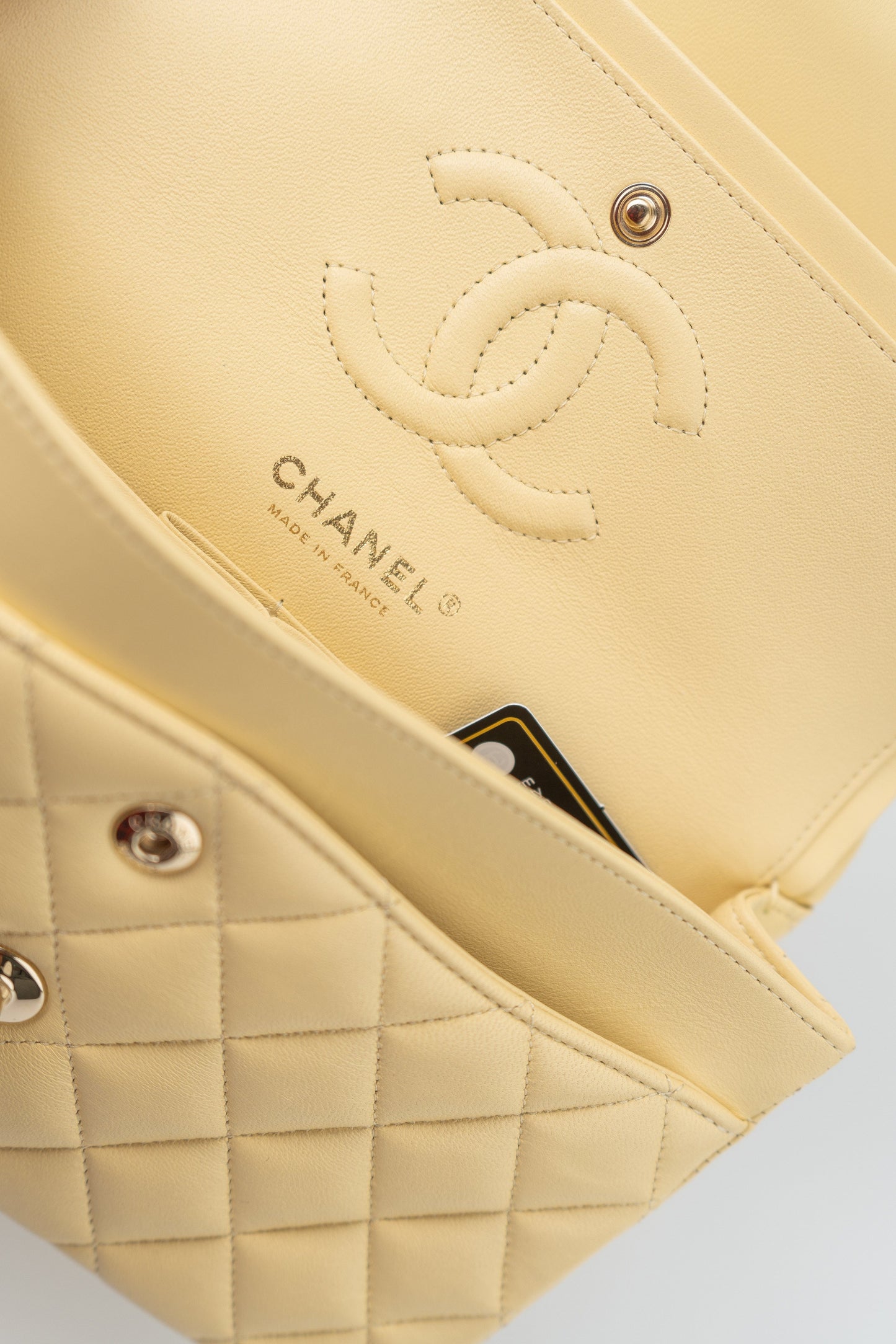 21C Yellow Lambskin Quilted Classic Flap Small Light Gold Hardware