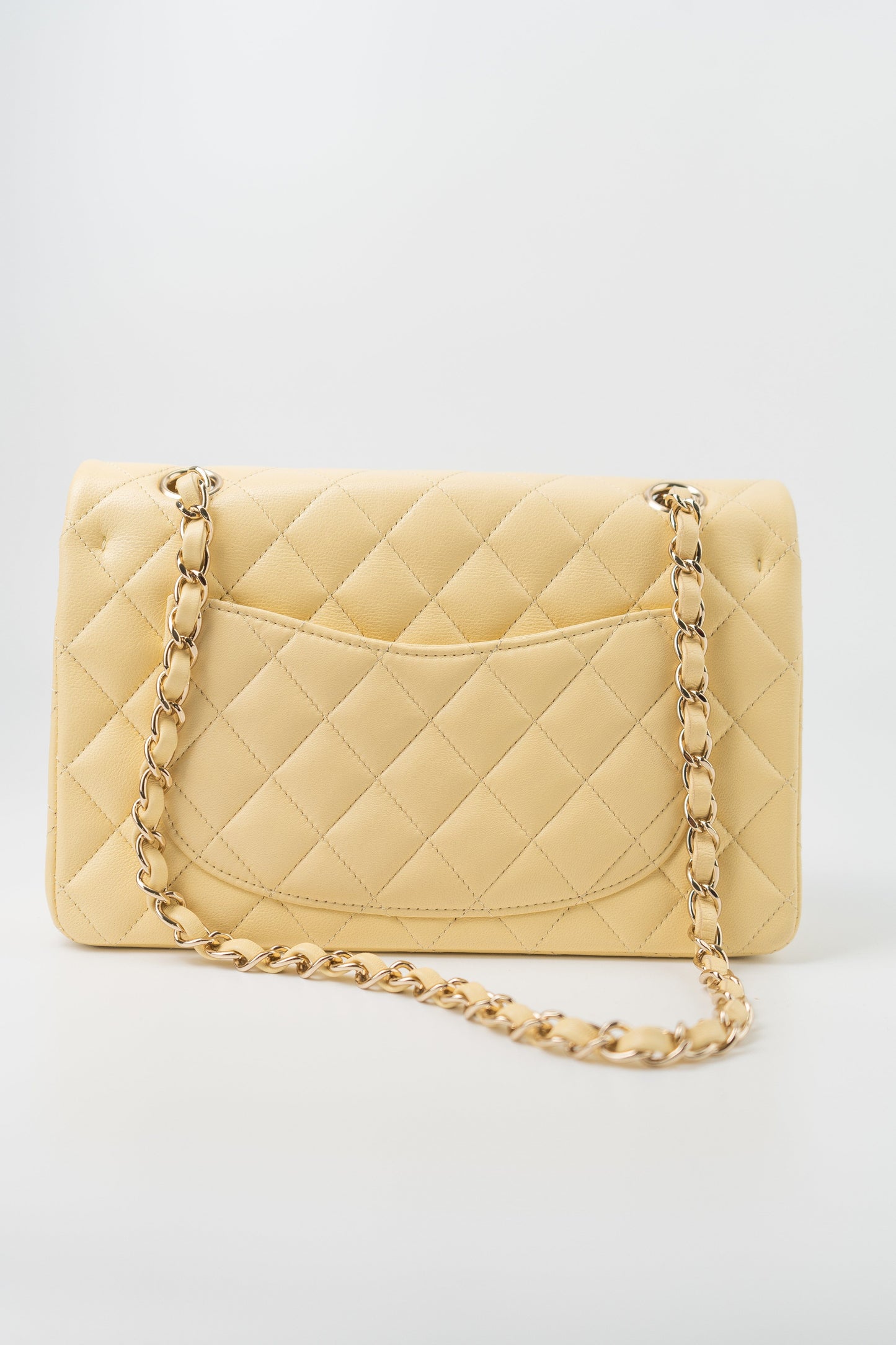 21C Yellow Lambskin Quilted Classic Flap Small Light Gold Hardware