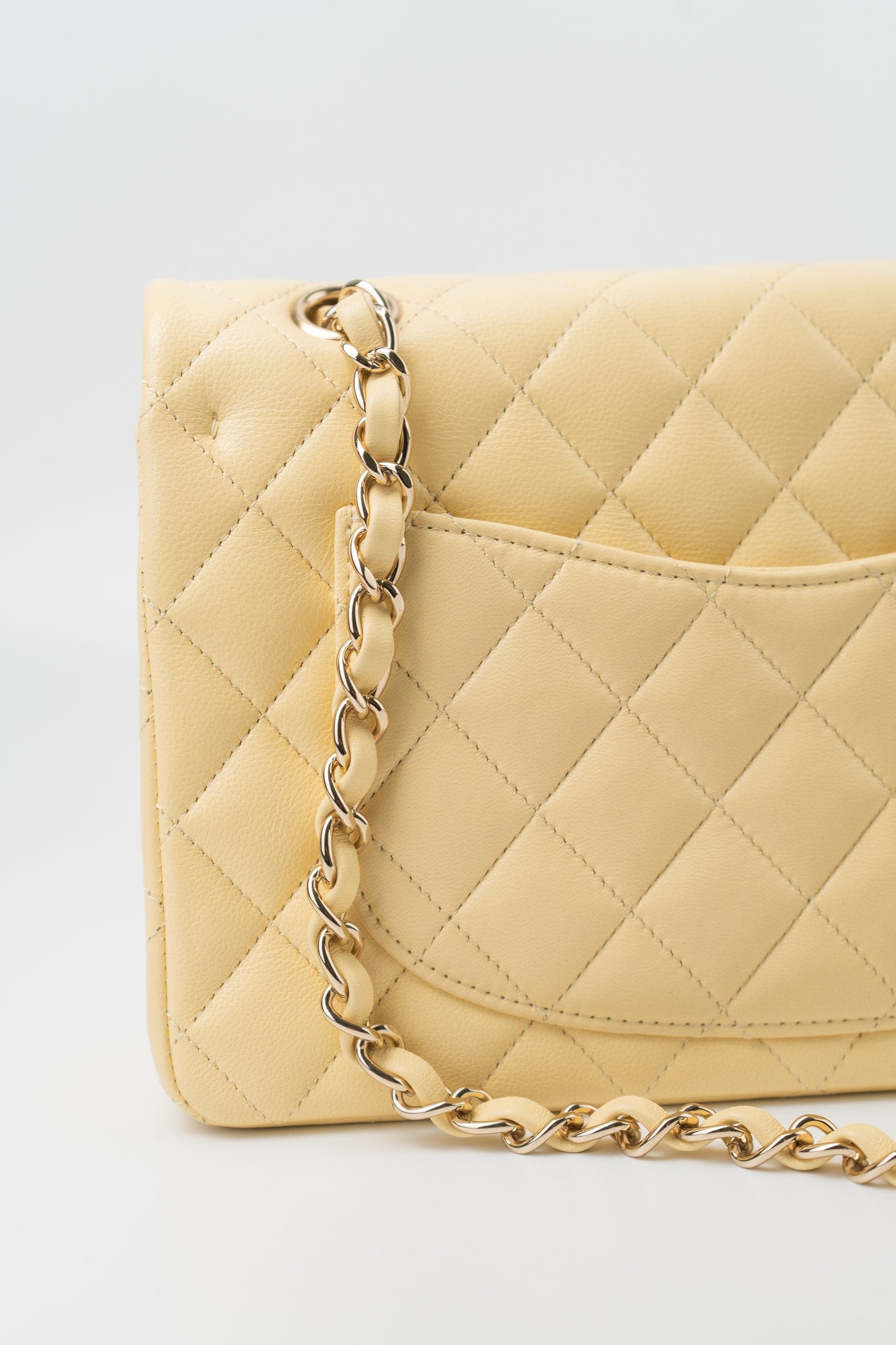 21C Yellow Lambskin Quilted Classic Flap Small Light Gold Hardware