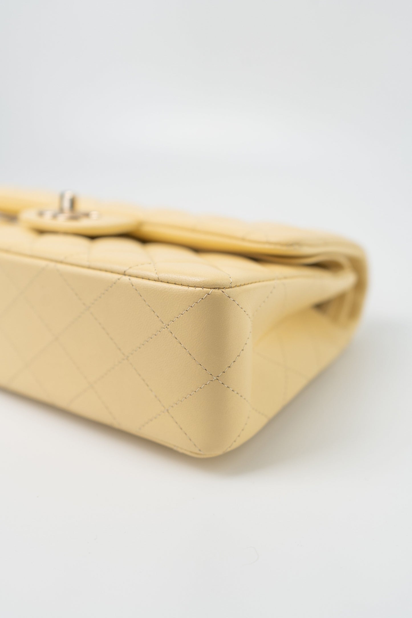 21C Yellow Lambskin Quilted Classic Flap Small Light Gold Hardware