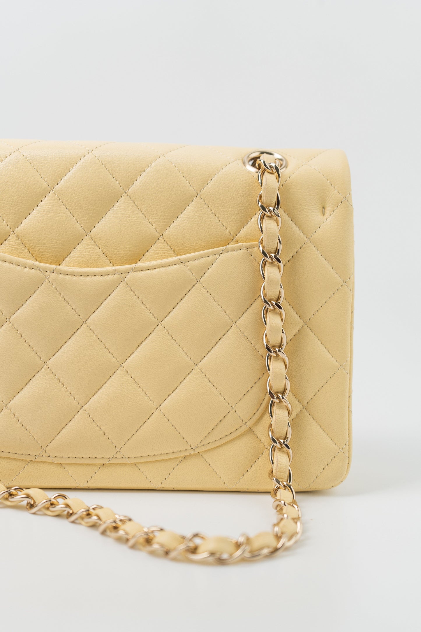 21C Yellow Lambskin Quilted Classic Flap Small Light Gold Hardware