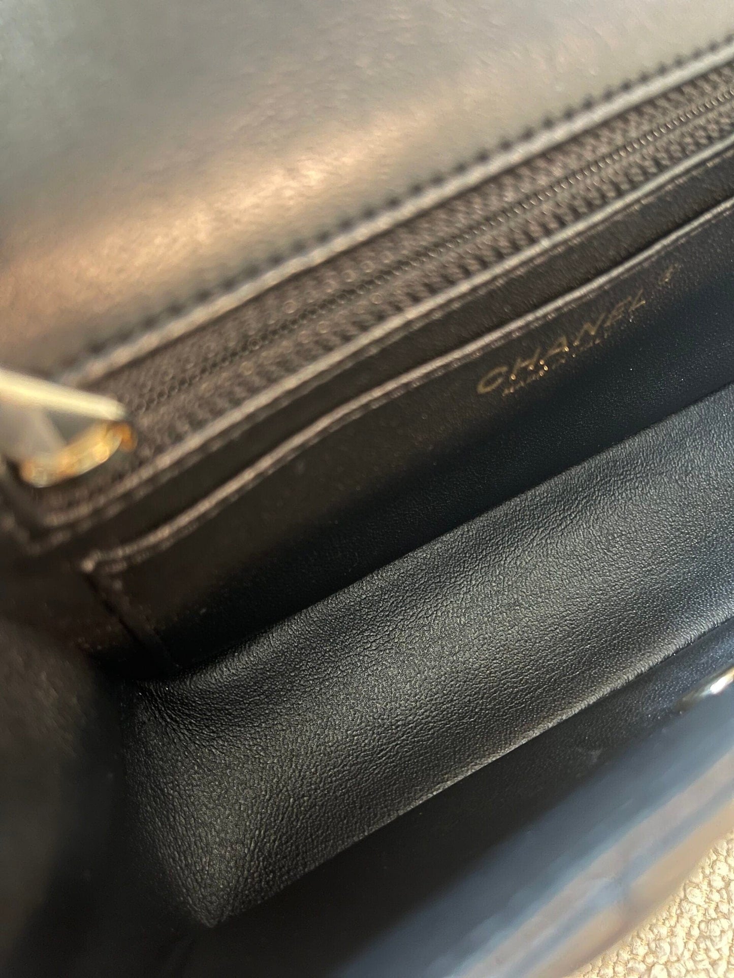 21K Black Lambskin Quilted Mini Rectangular Single Flap Light Gold Hardware