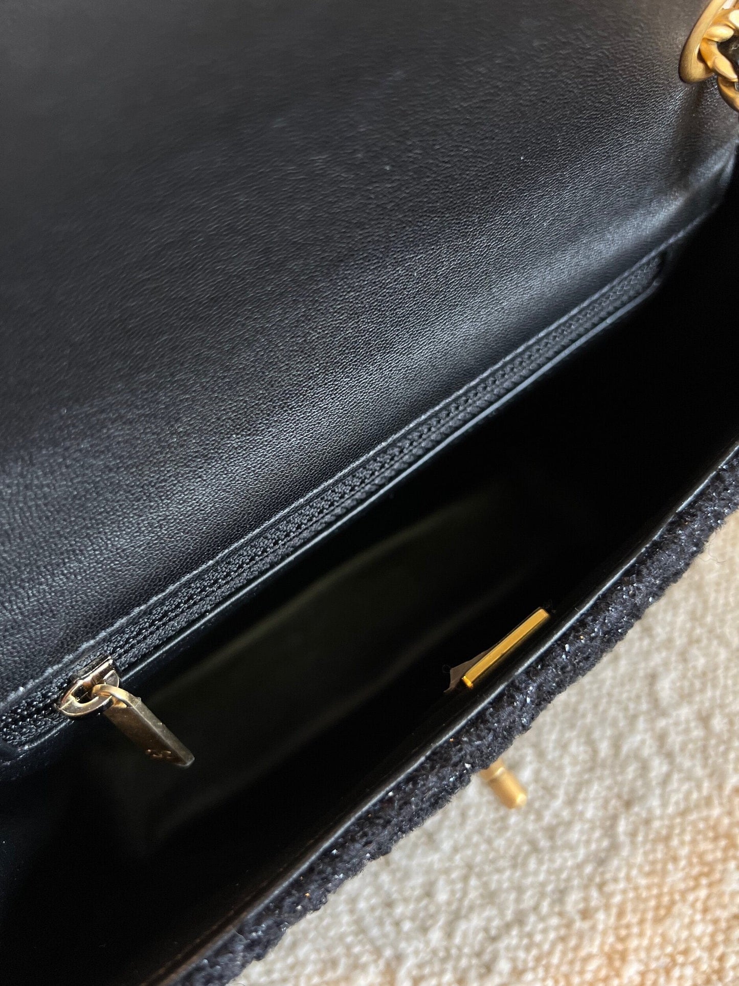 21K Black Symphony Tweed Single Flap Bag