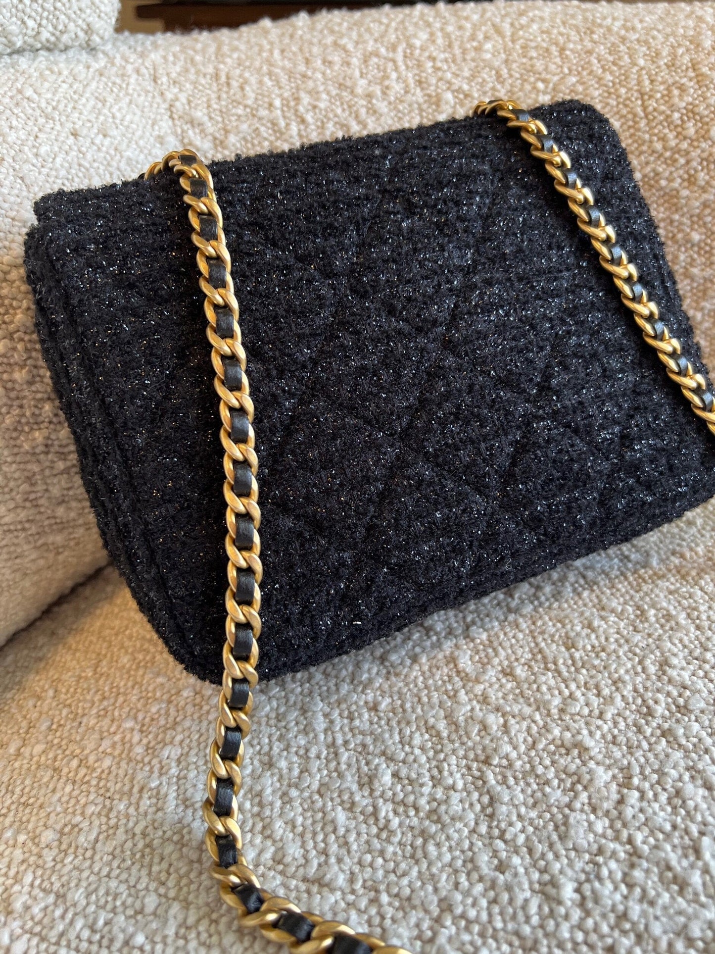 21K Black Symphony Tweed Single Flap Bag