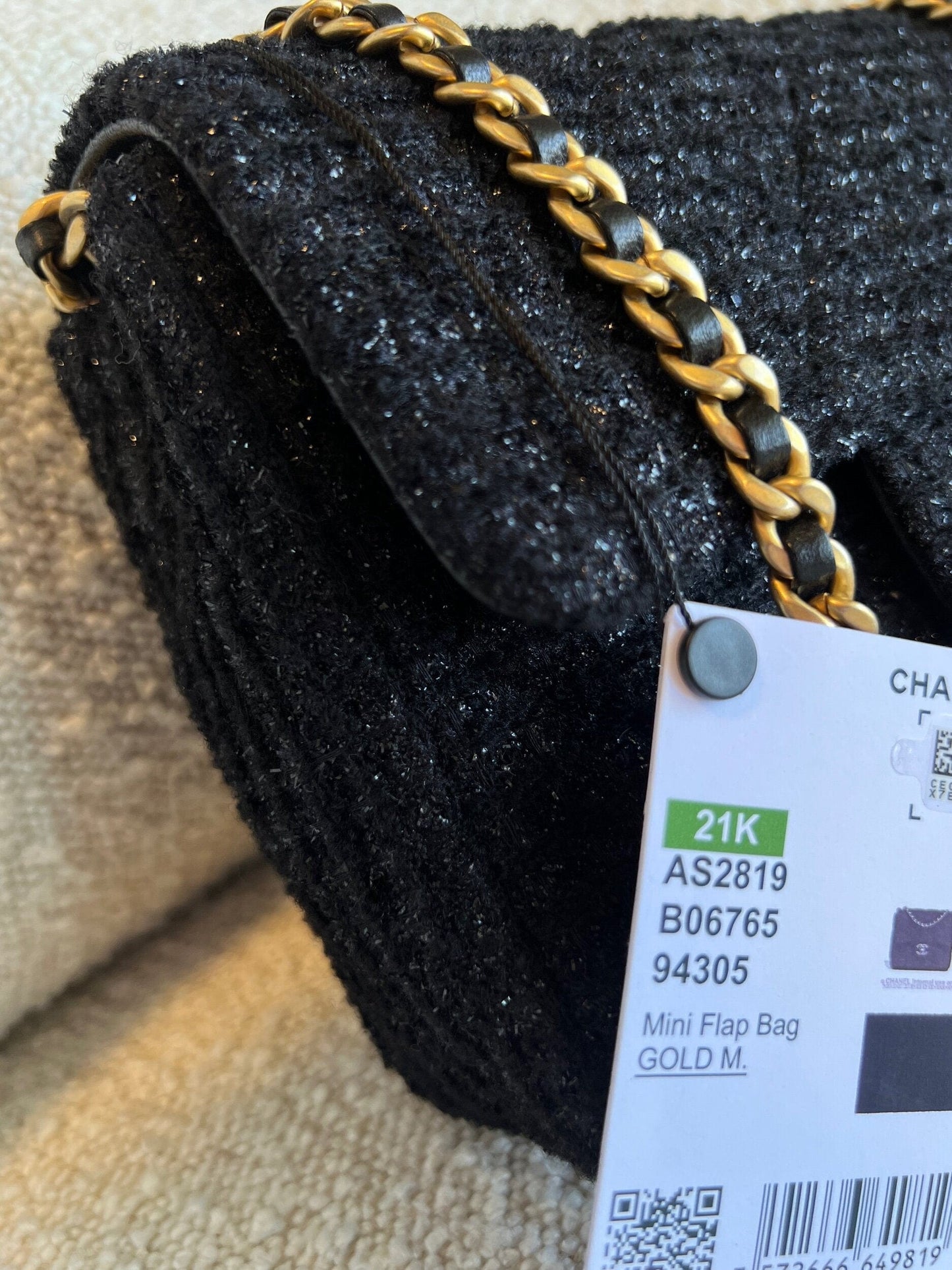 21K Black Symphony Tweed Single Flap Bag