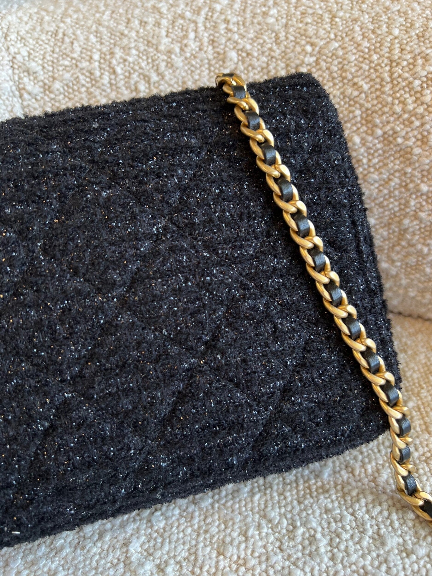 21K Black Symphony Tweed Single Flap Bag