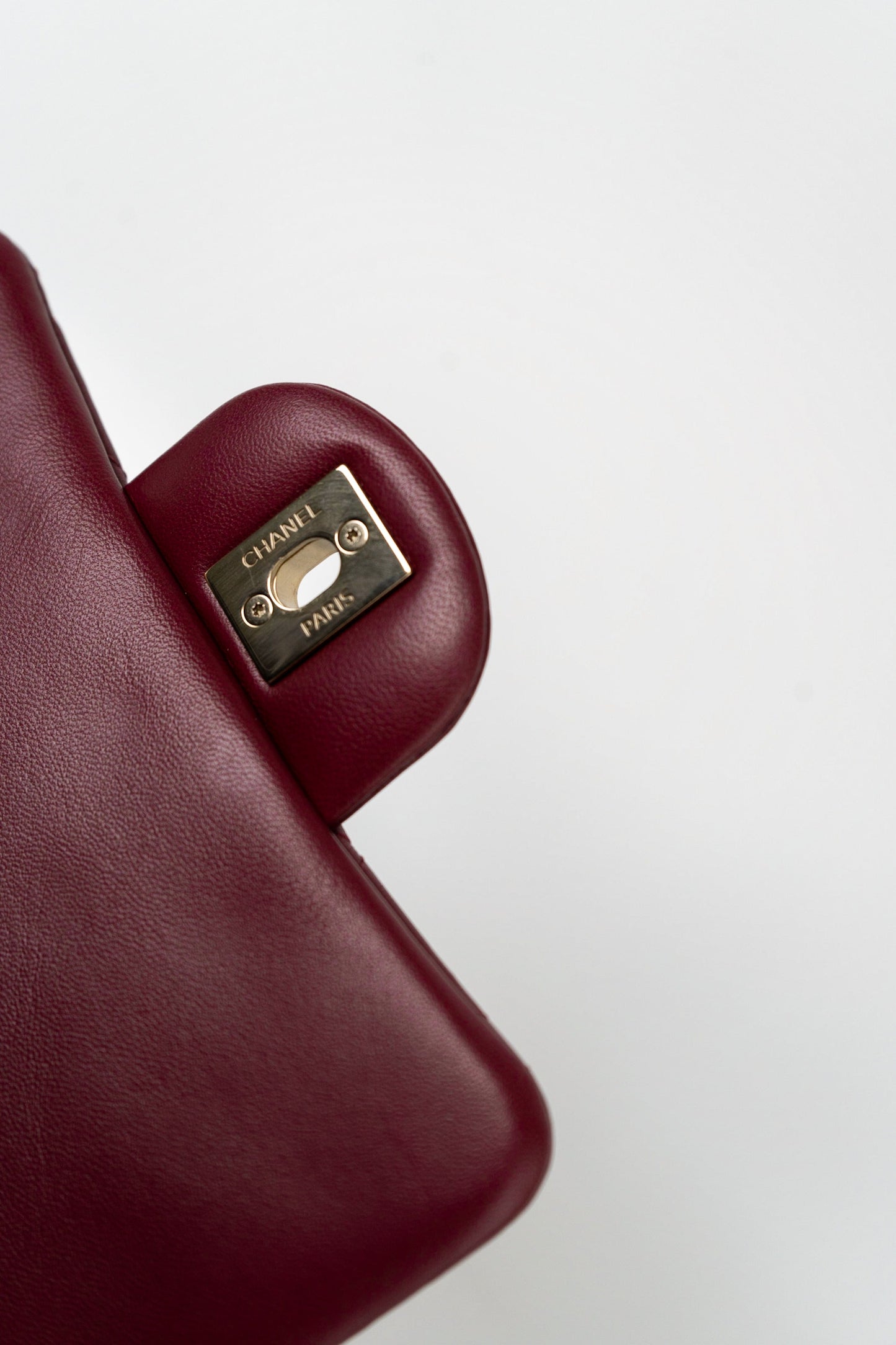 21K Burgundy Lambskin Quilted Mini Square Flap