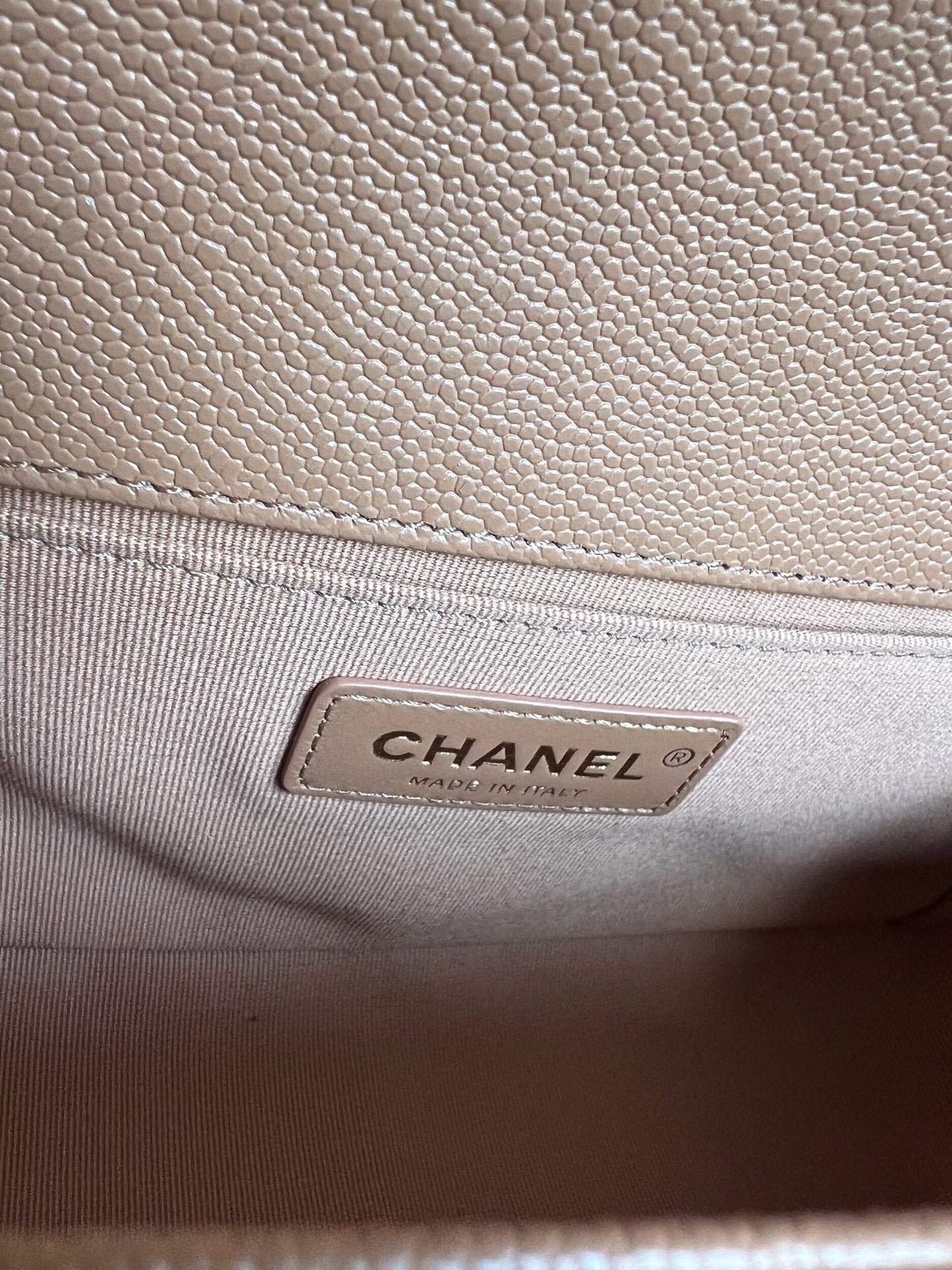 21K Caramel Caviar Quilted Old Medium Boy Bag LGHW