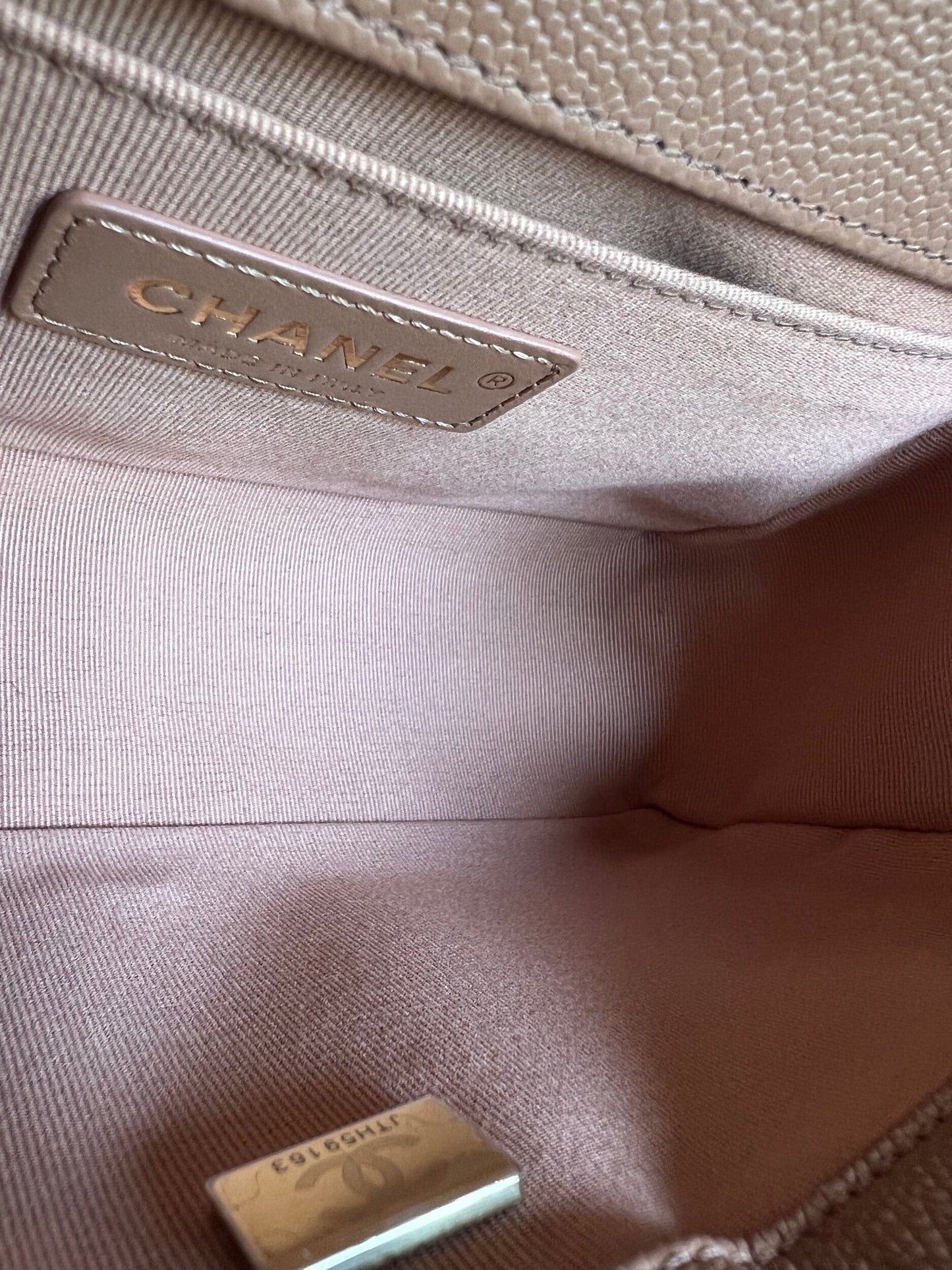 21K Caramel Caviar Quilted Old Medium Boy Bag LGHW