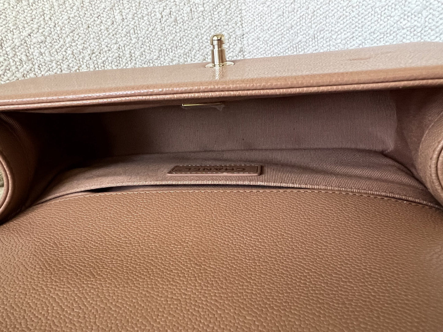 21K Caramel Caviar Quilted Old Medium Boy Bag LGHW -