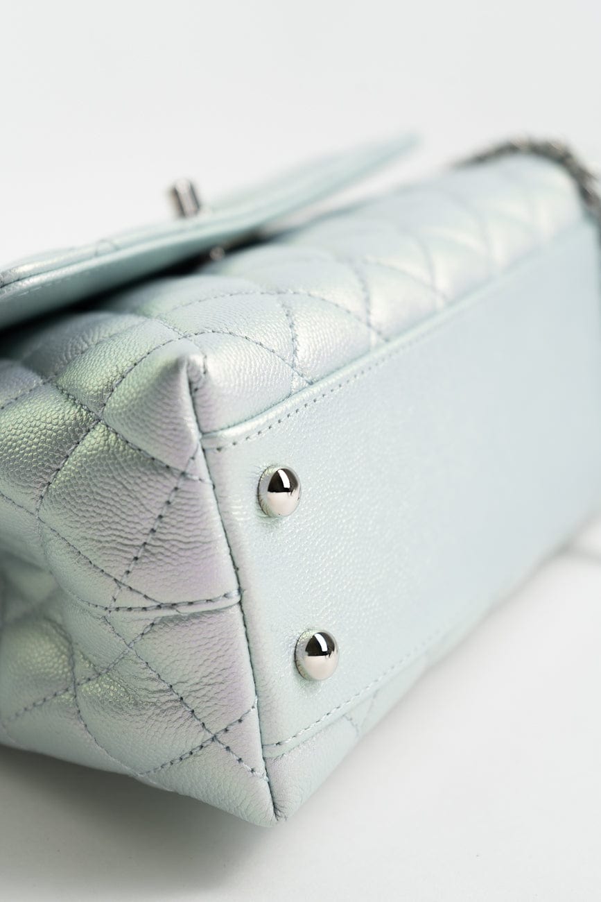 21K Iridescent Blue Caviar Quilted Coco Handle Small