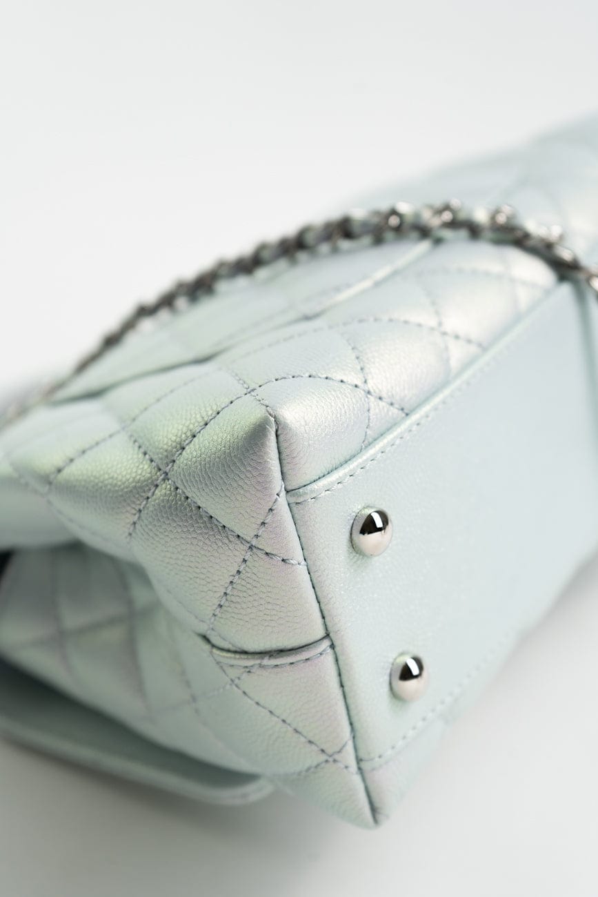 21K Iridescent Blue Caviar Quilted Coco Handle Small