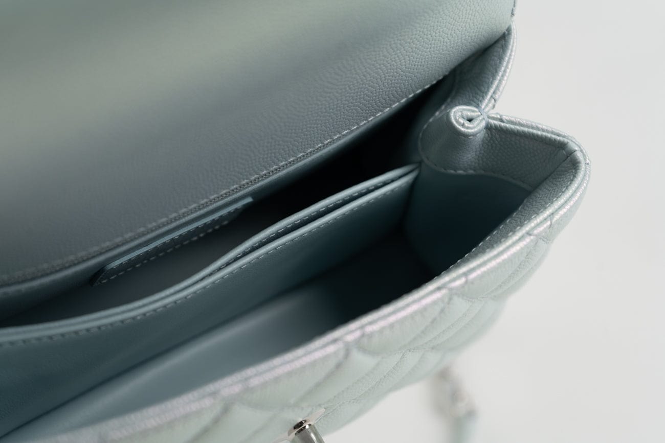 21K Iridescent Blue Caviar Quilted Coco Handle Small