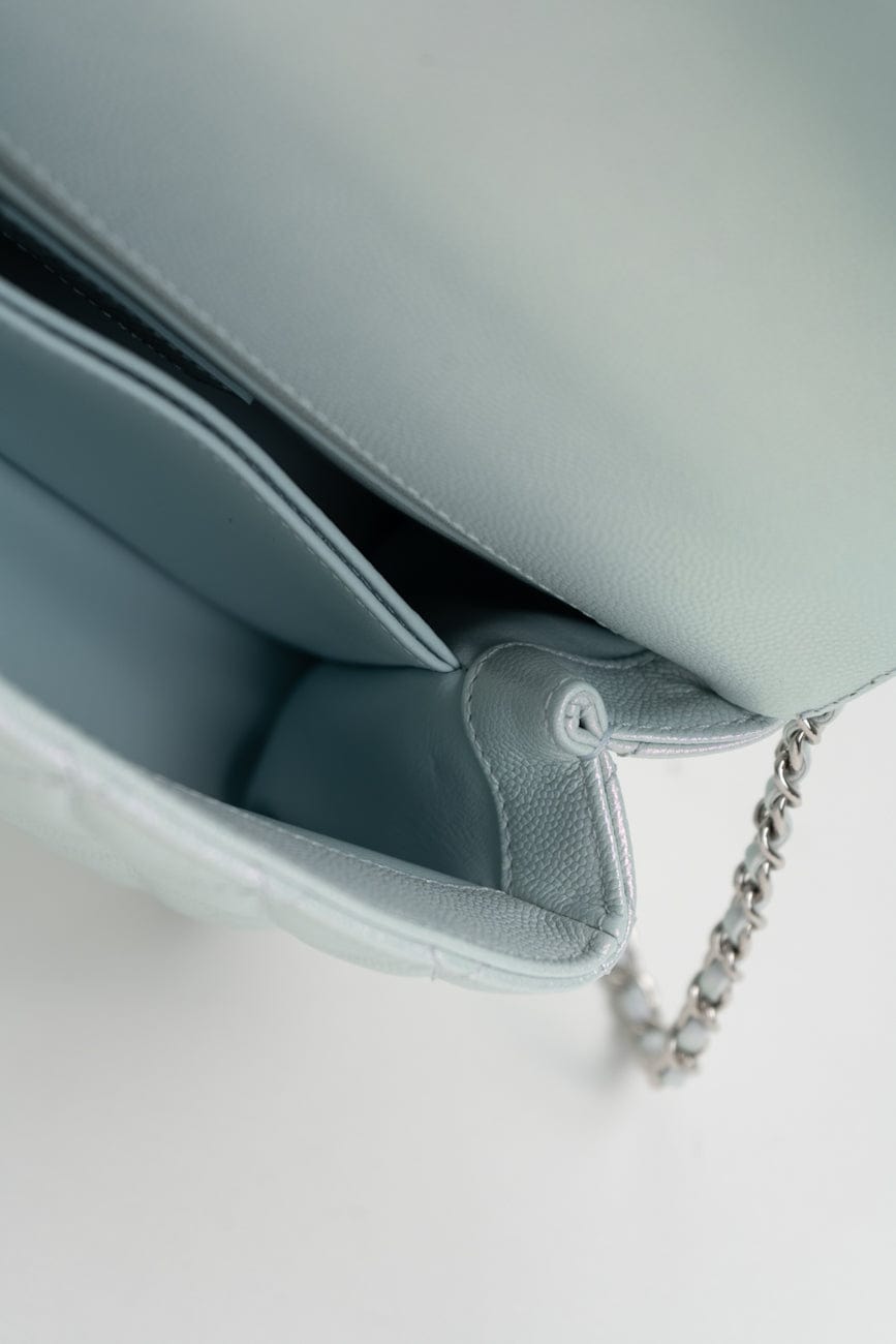 21K Iridescent Blue Caviar Quilted Coco Handle Small