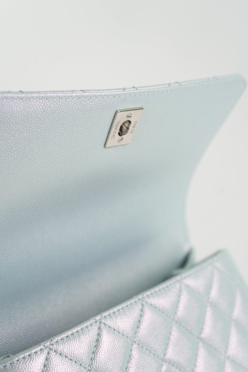 21K Iridescent Blue Caviar Quilted Coco Handle Small