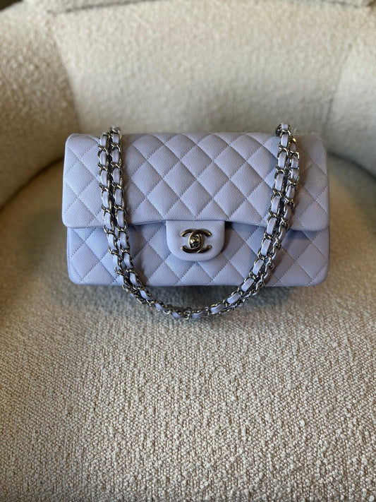 21K Lavender Caviar Quilted Classic Flap Medium SHW