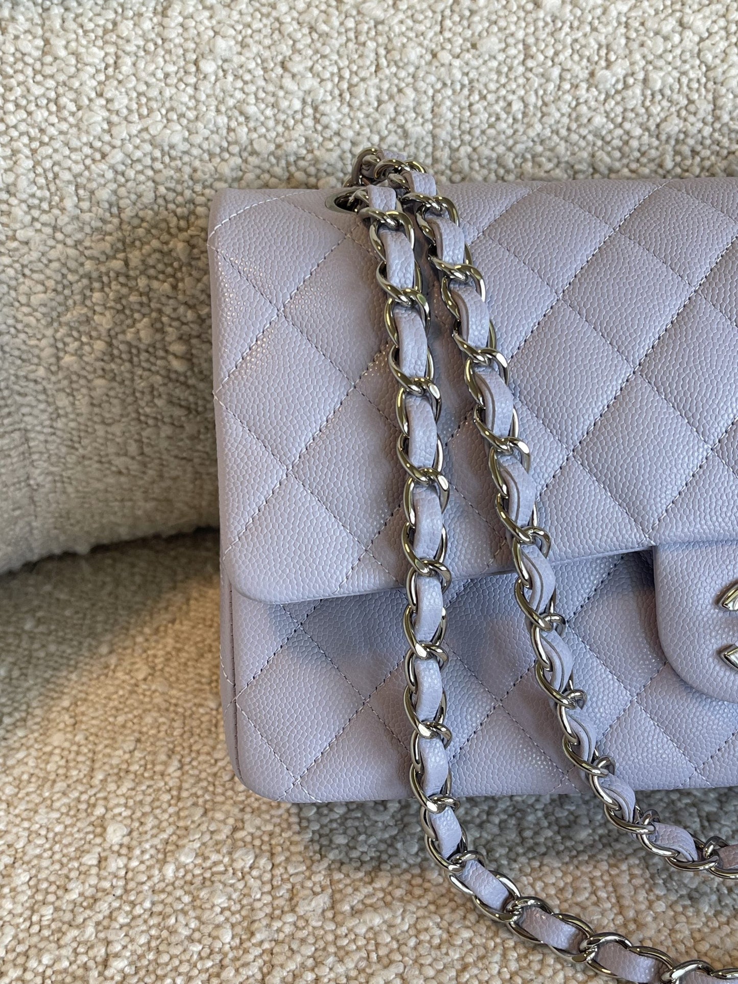 21K Lavender Caviar Quilted Classic Flap Medium SHW