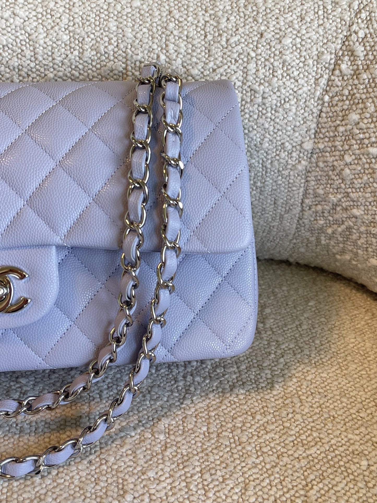 21K Lavender Caviar Quilted Classic Flap Medium SHW