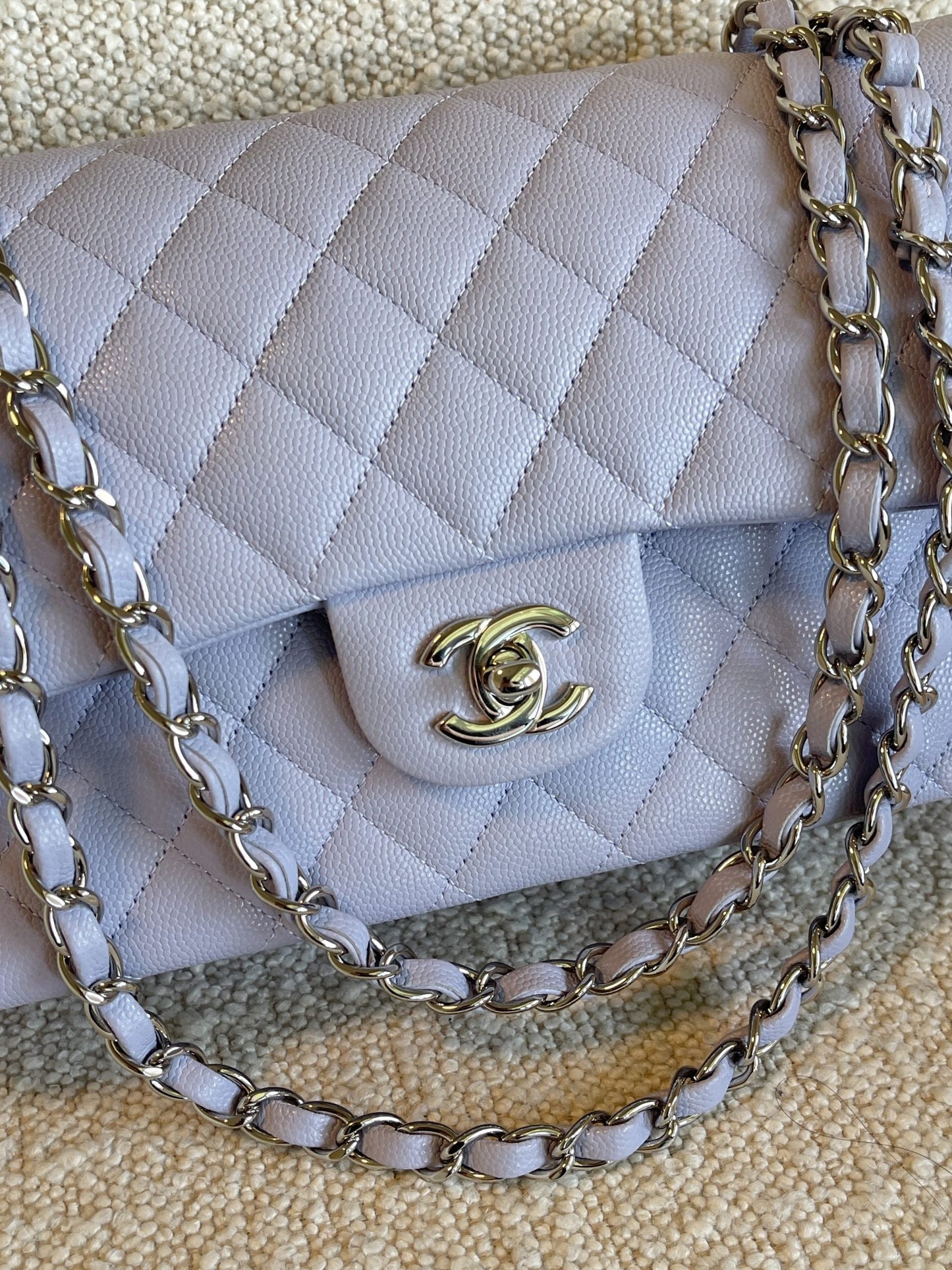 21K Lavender Caviar Quilted Classic Flap Medium SHW