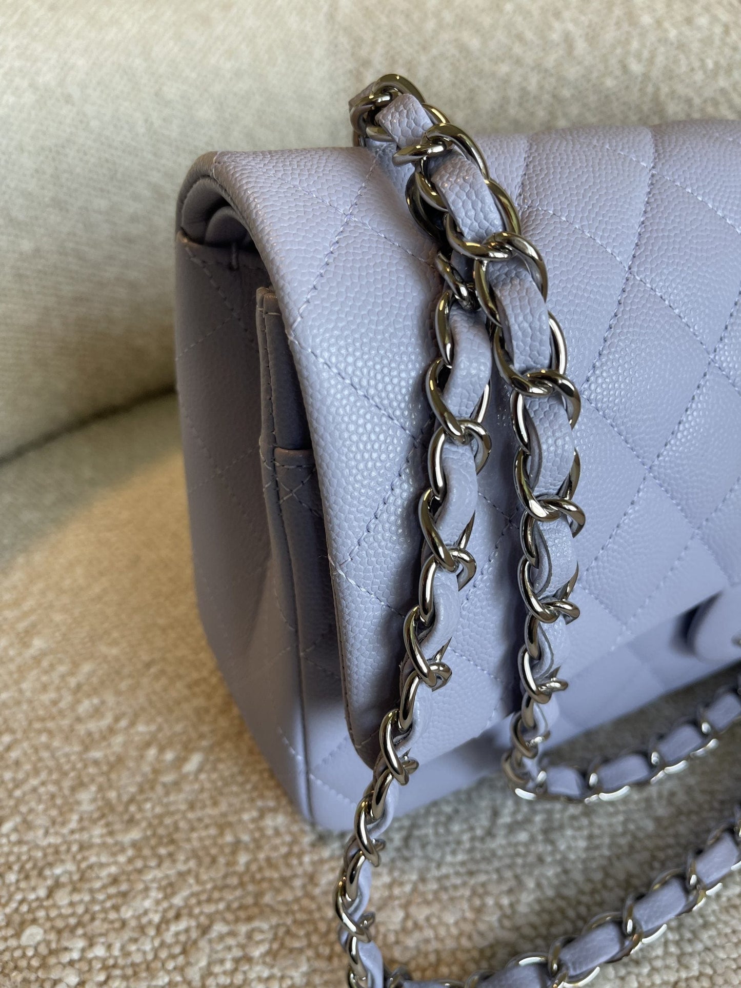 21K Lavender Caviar Quilted Classic Flap Medium SHW