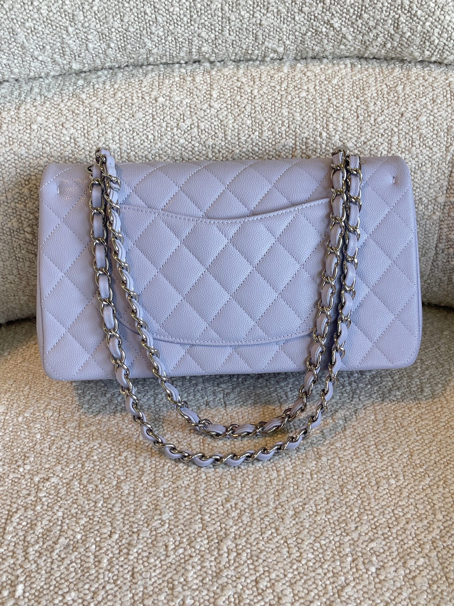 21K Lavender Caviar Quilted Classic Flap Medium SHW