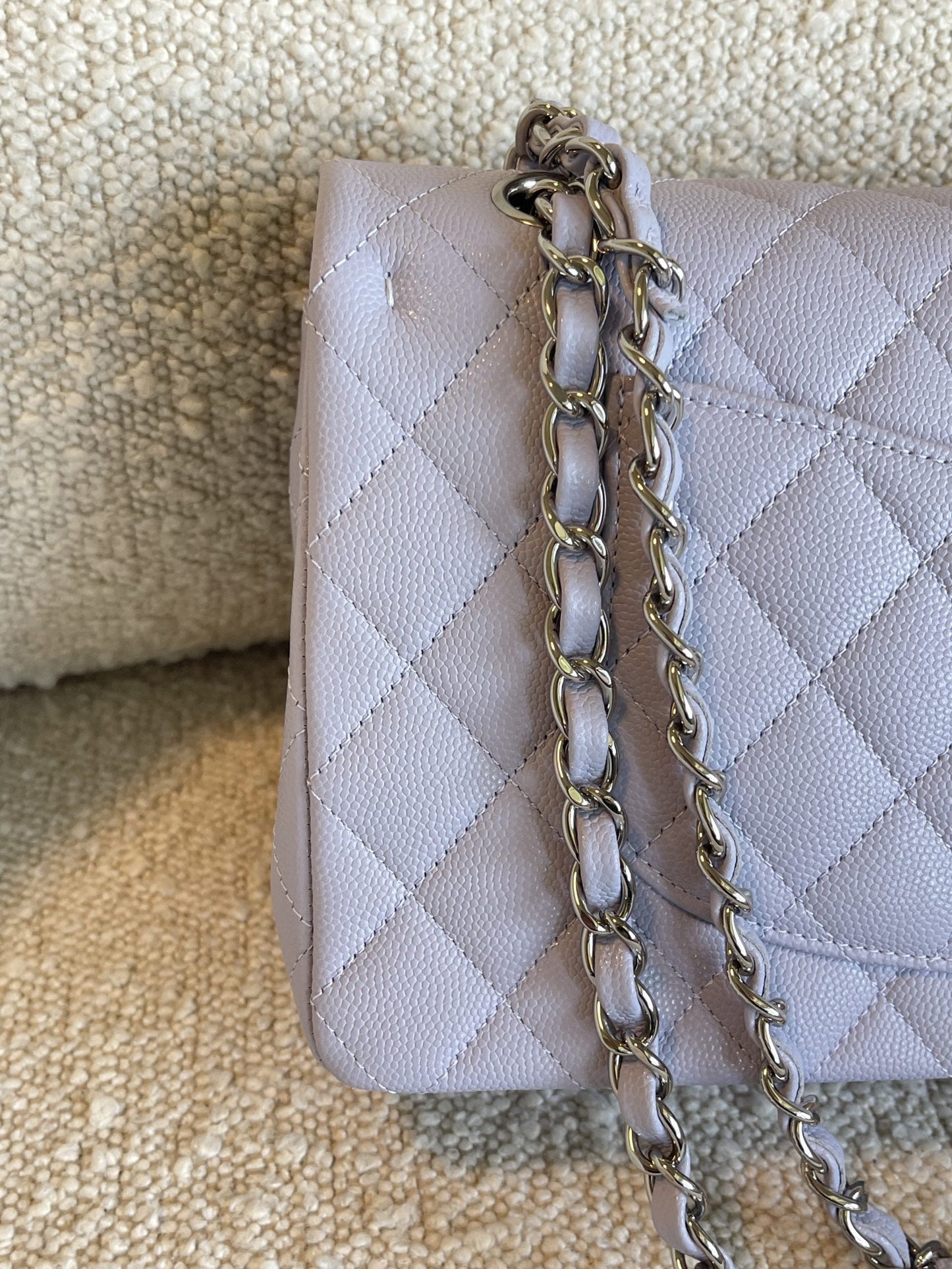 21K Lavender Caviar Quilted Classic Flap Medium SHW