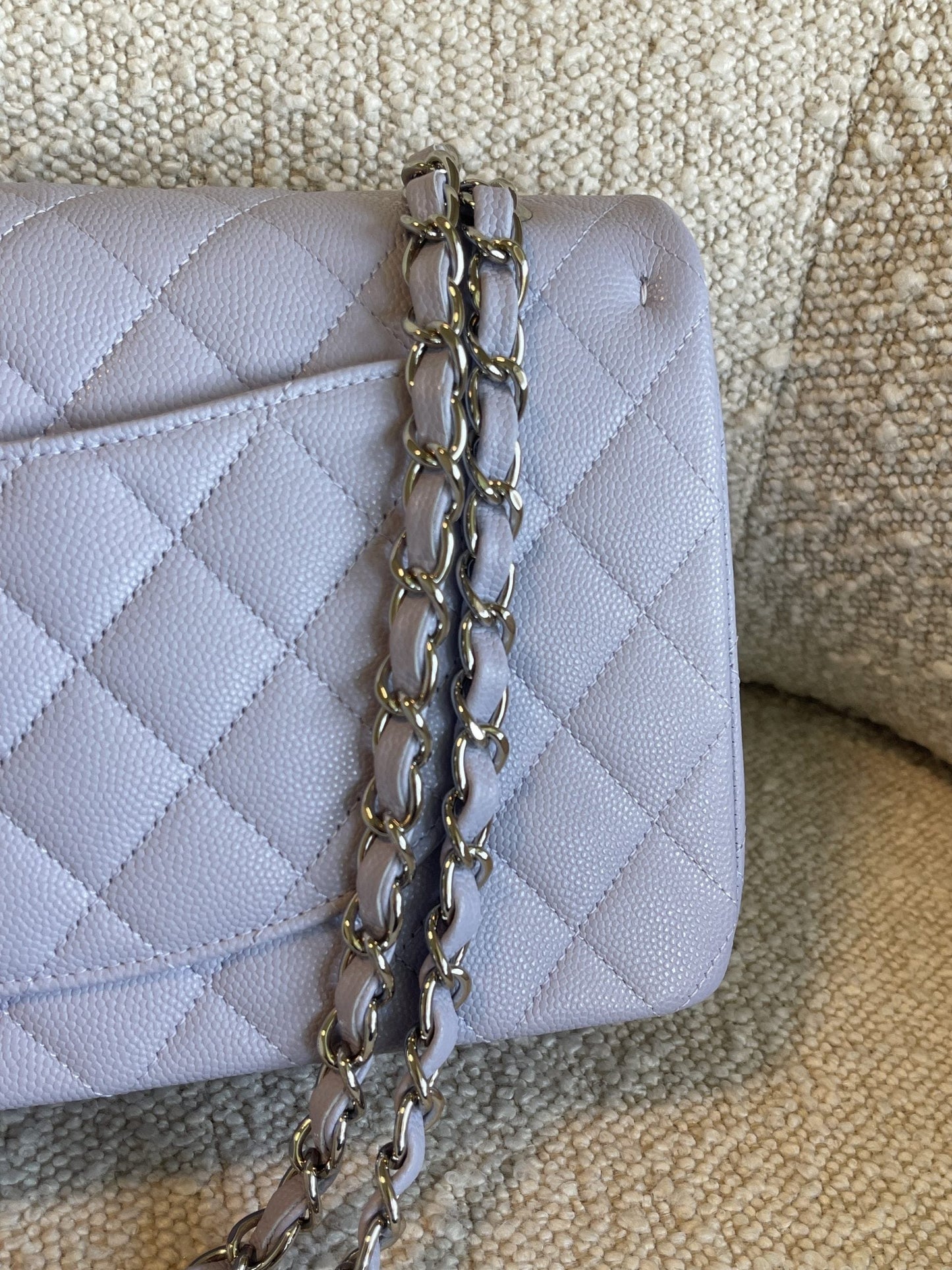 21K Lavender Caviar Quilted Classic Flap Medium SHW