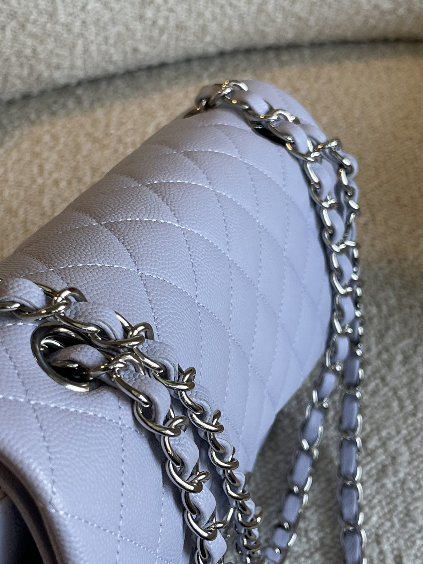 21K Lavender Caviar Quilted Classic Flap Medium SHW