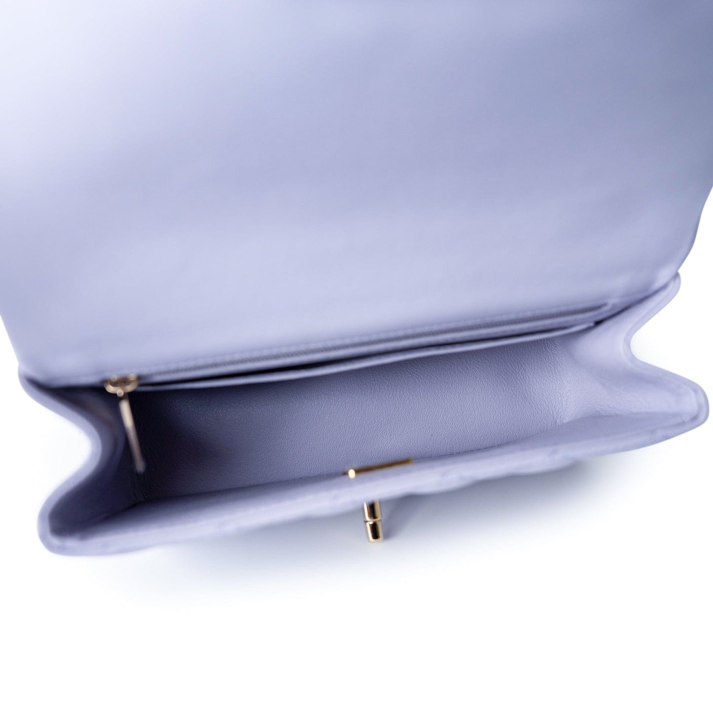 21k Lavender/ Light Purple Lambskin Quilted Mini Top Handle Light Gold Hardware