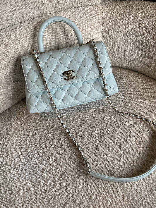 21K Light Blue Caviar Quilted Coco Handle Small LGHW