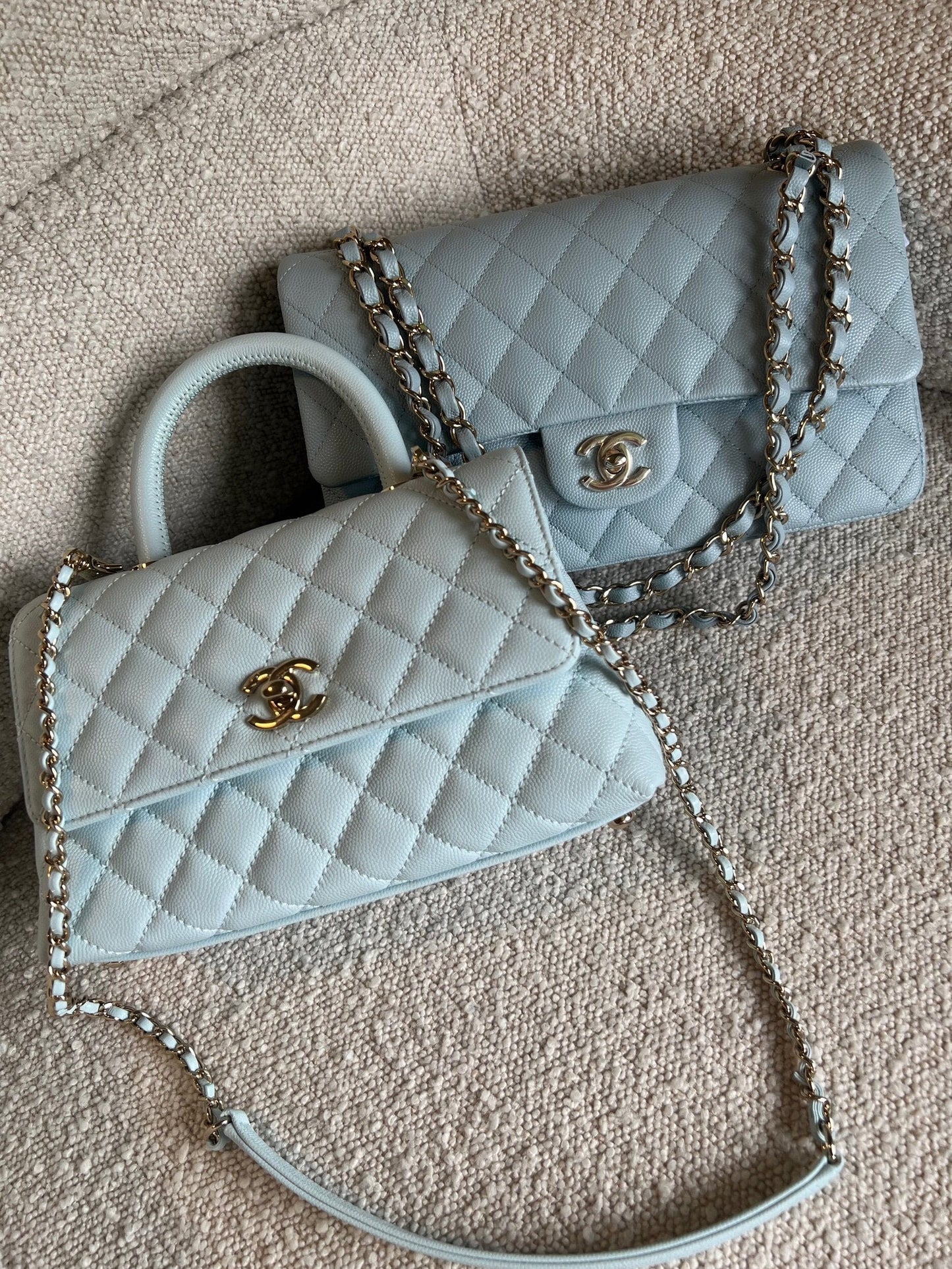 21K Light Blue Caviar Quilted Coco Handle Small LGHW