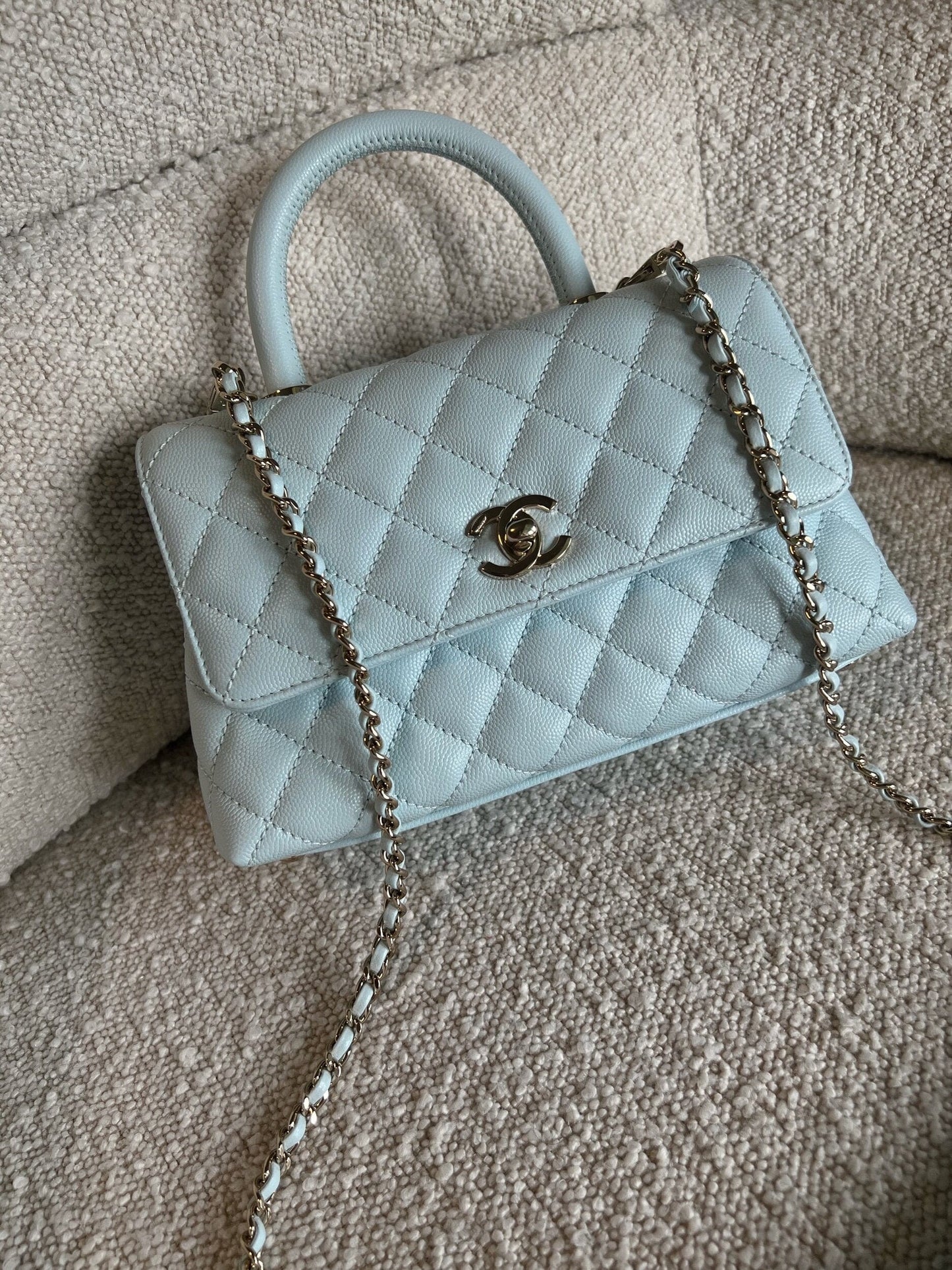 21K Light Blue Caviar Quilted Coco Handle Small LGHW