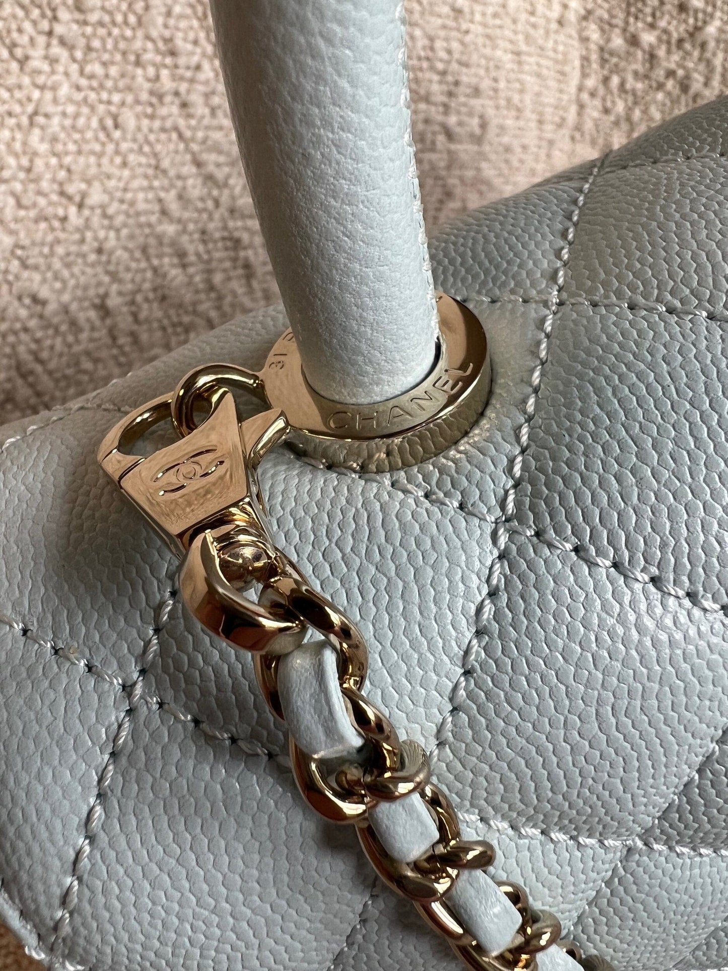21K Light Blue Caviar Quilted Coco Handle Small LGHW