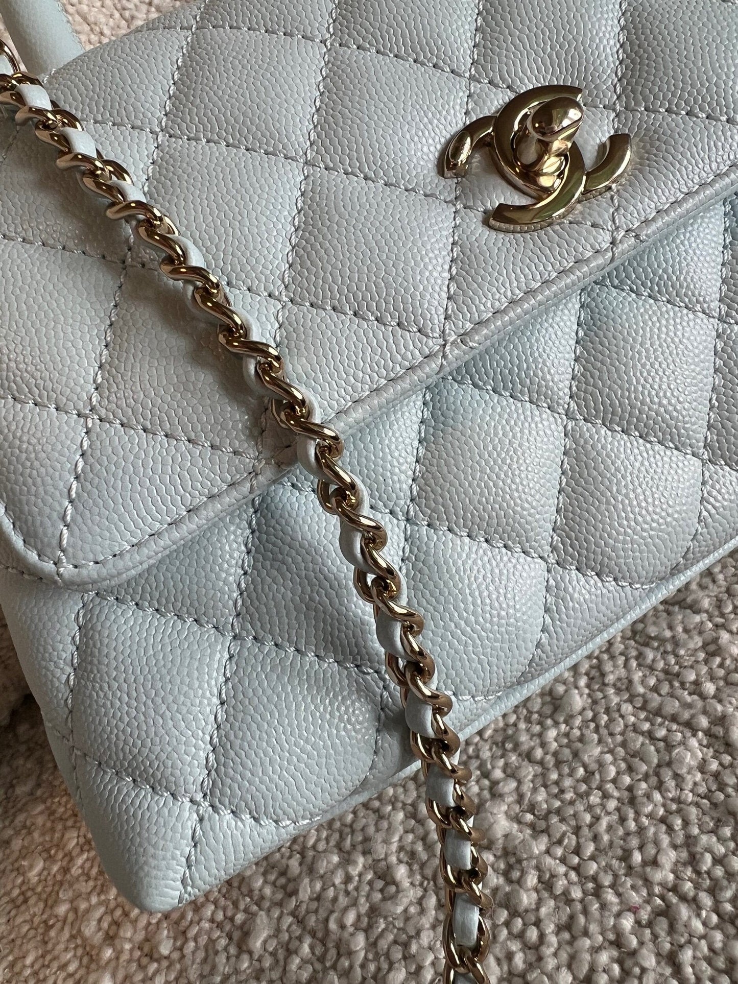 21K Light Blue Caviar Quilted Coco Handle Small LGHW
