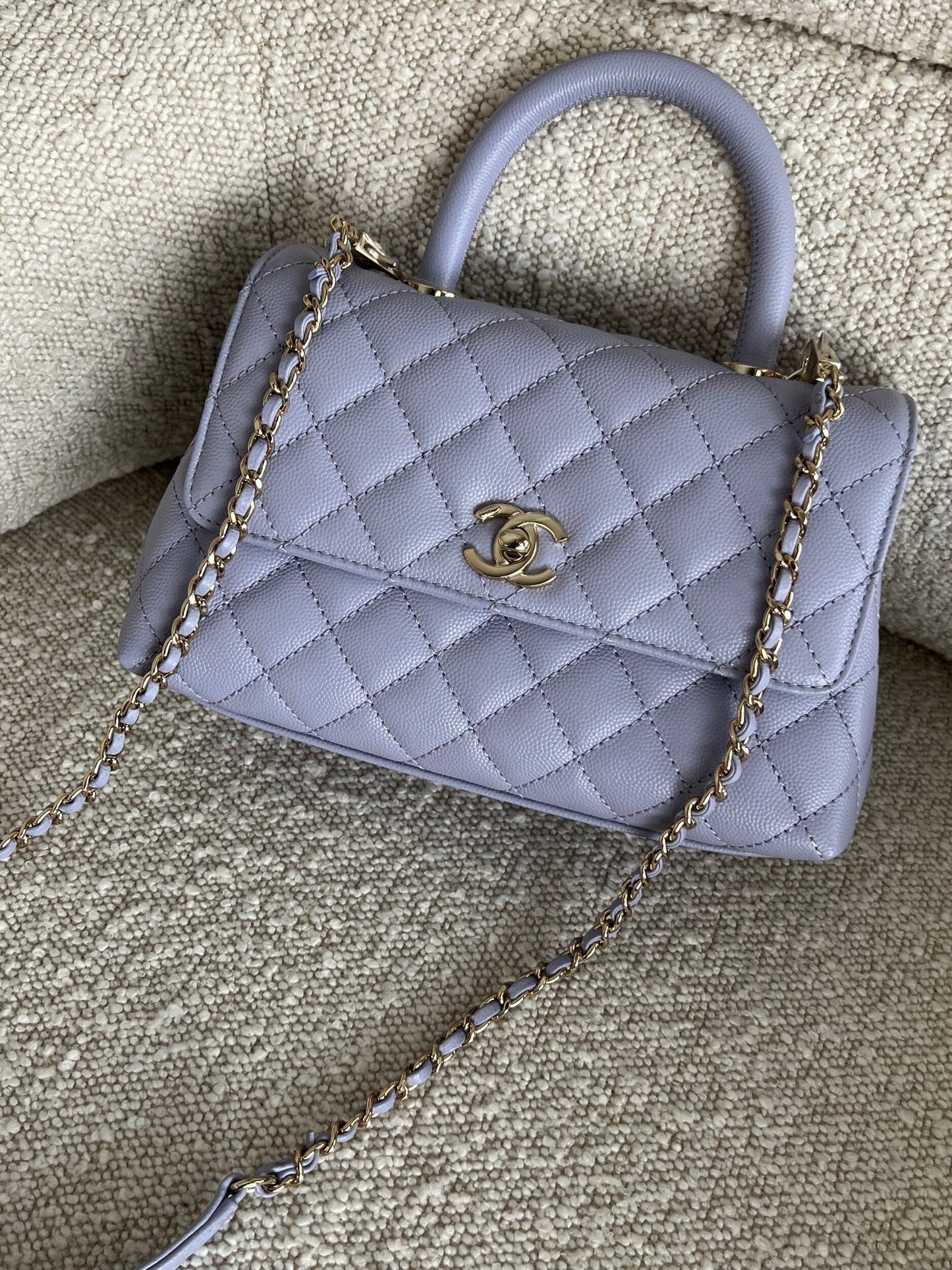 21K Quilted Coco Handle Lilac Caviar Small LGHW