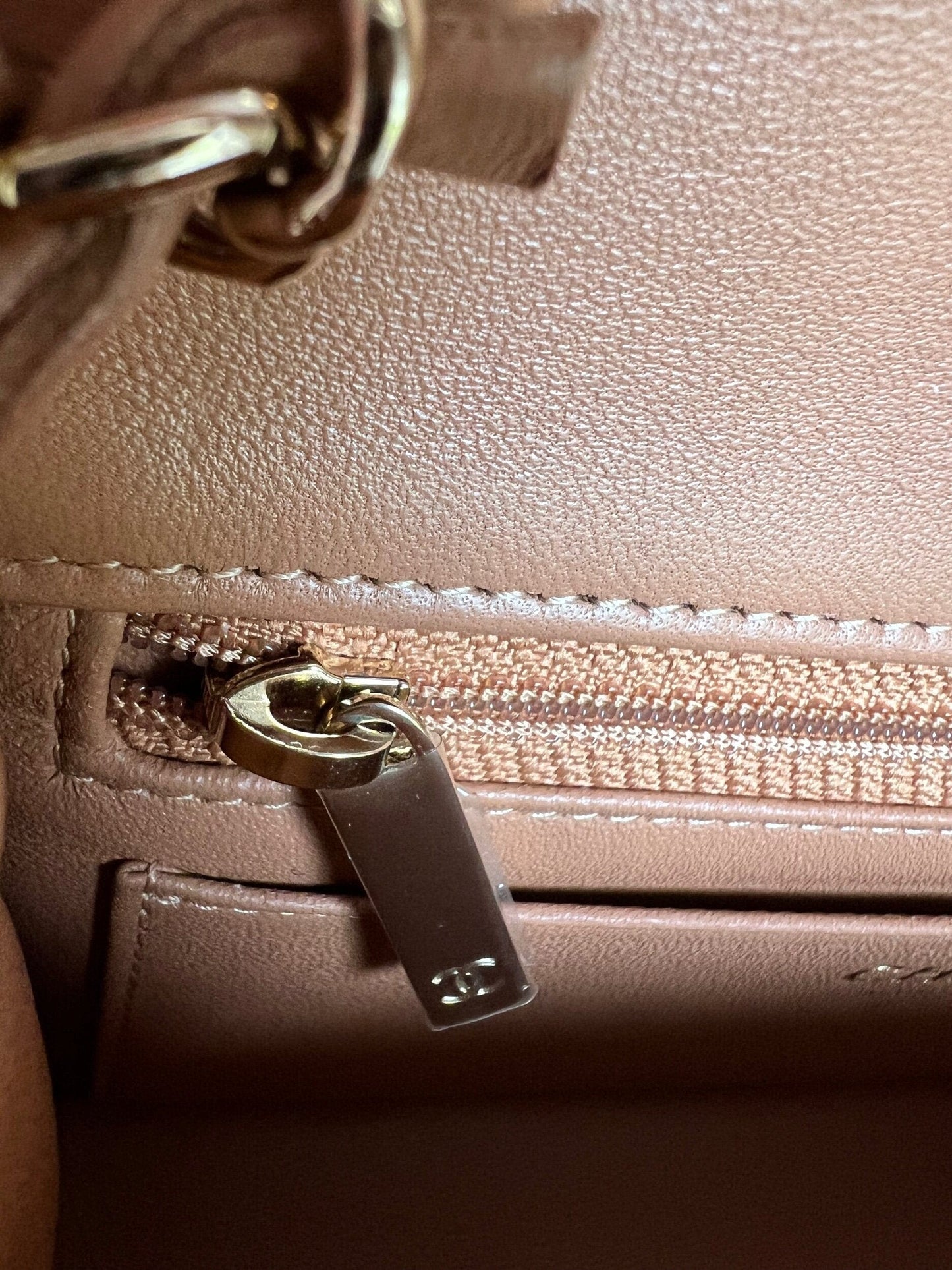 21P Mini Rectangular Caramel Lambskin Quilted Flap LGHW