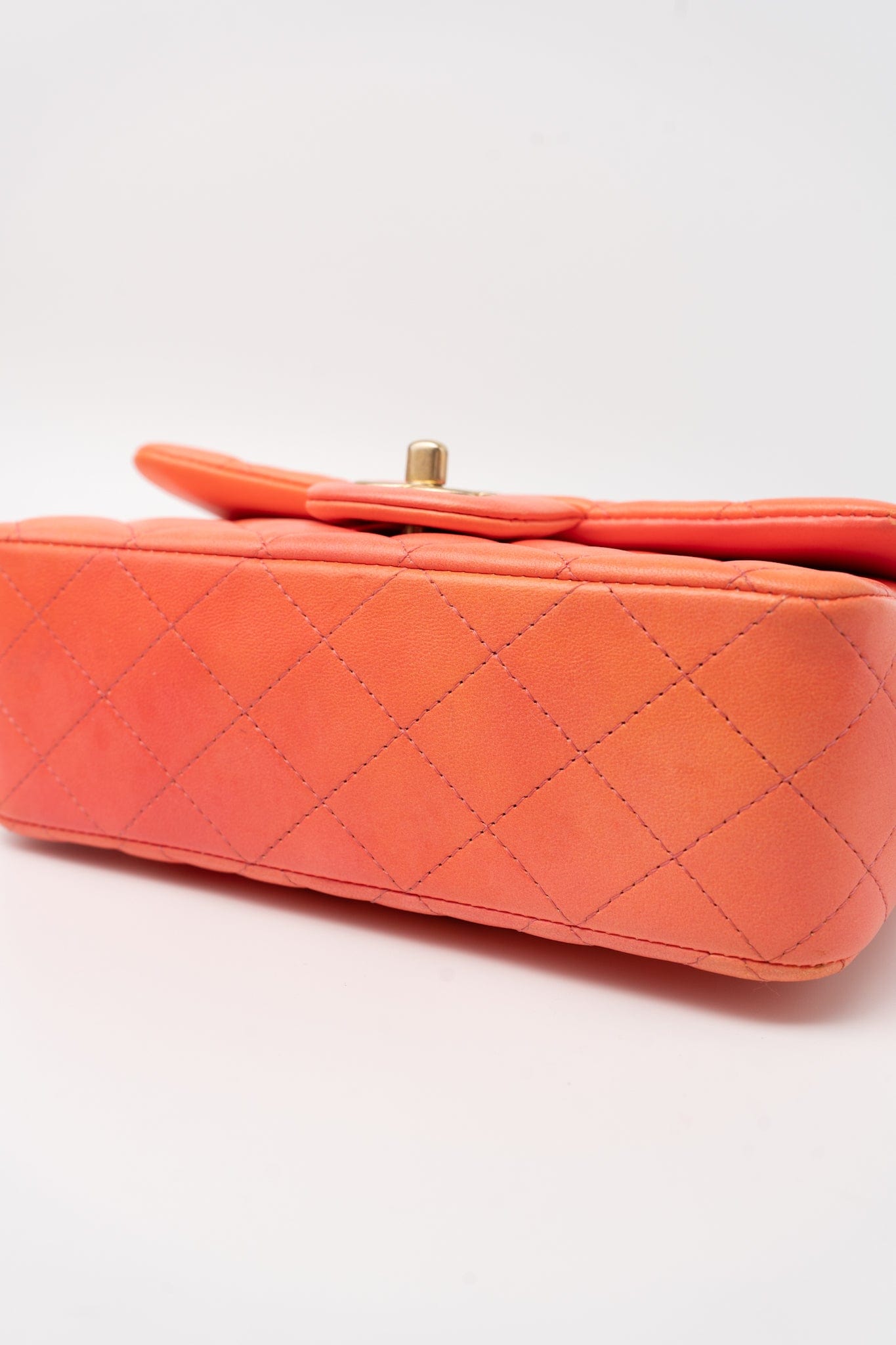 21P Mini Top Handle Orange Ombre Lambskin Quilted Aged Gold Hardware
