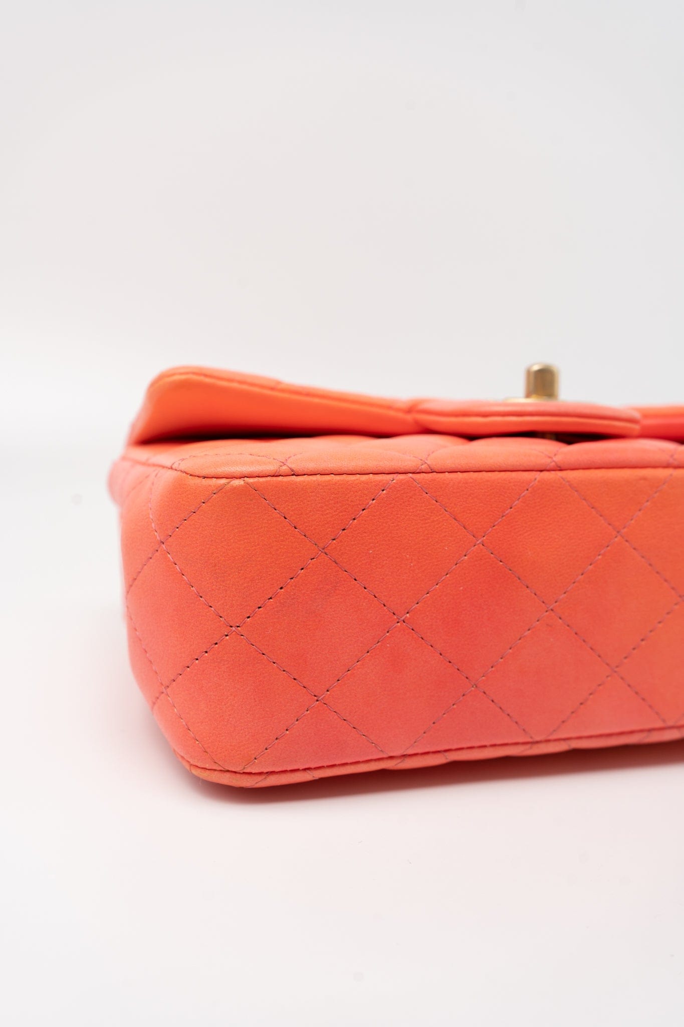21P Mini Top Handle Orange Ombre Lambskin Quilted Aged Gold Hardware