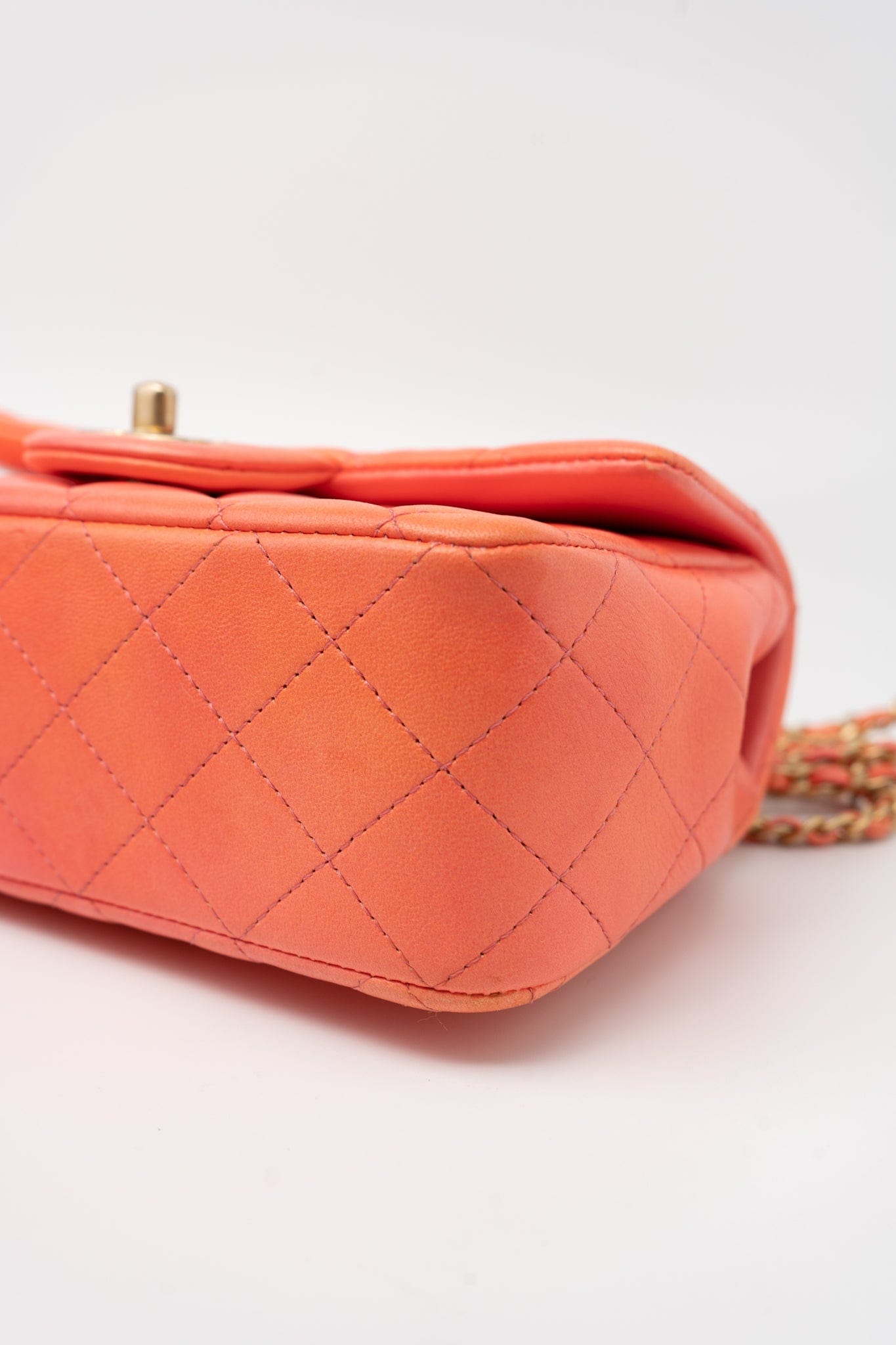 21P Mini Top Handle Orange Ombre Lambskin Quilted Aged Gold Hardware