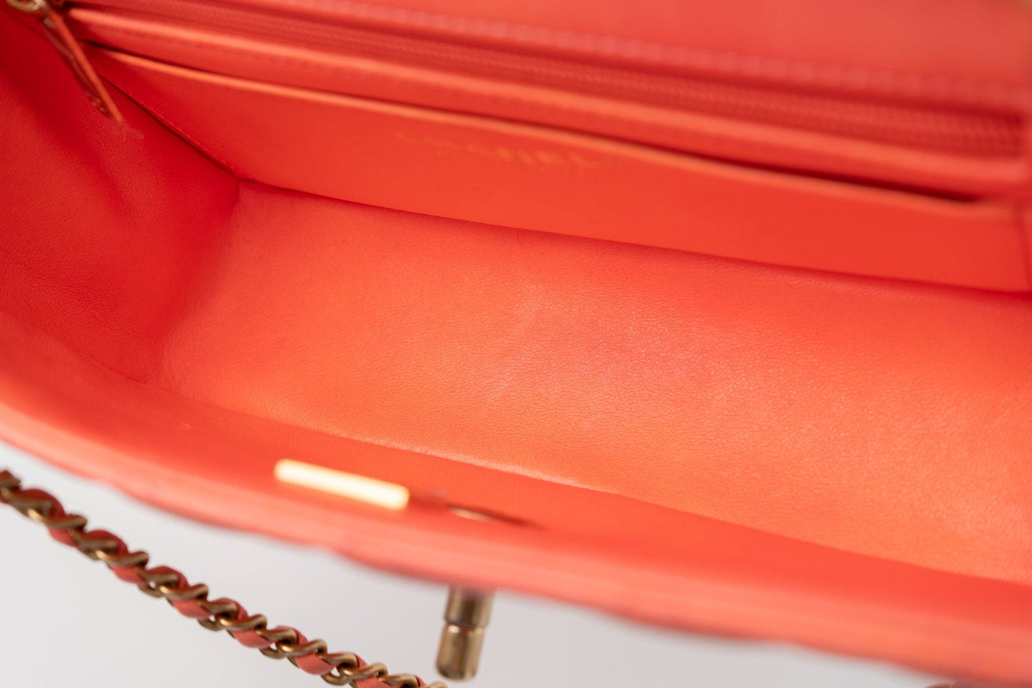 21P Mini Top Handle Orange Ombre Lambskin Quilted Aged Gold Hardware