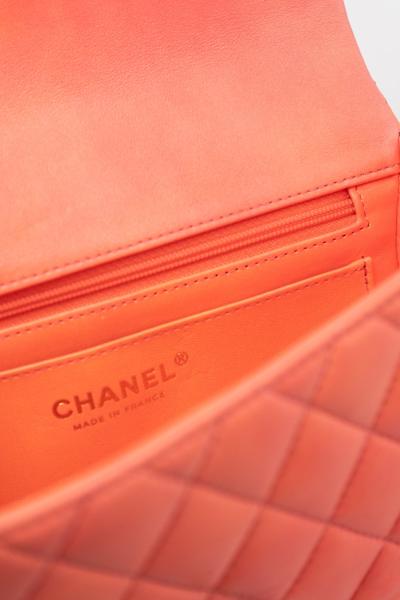 21P Mini Top Handle Orange Ombre Lambskin Quilted Aged Gold Hardware